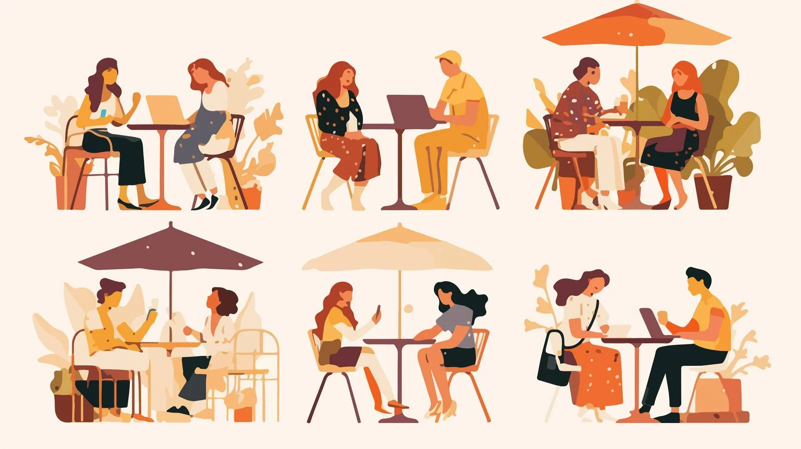 Diverse Individuals Enjoying Urban Cafe Setting — free download from Dotvec