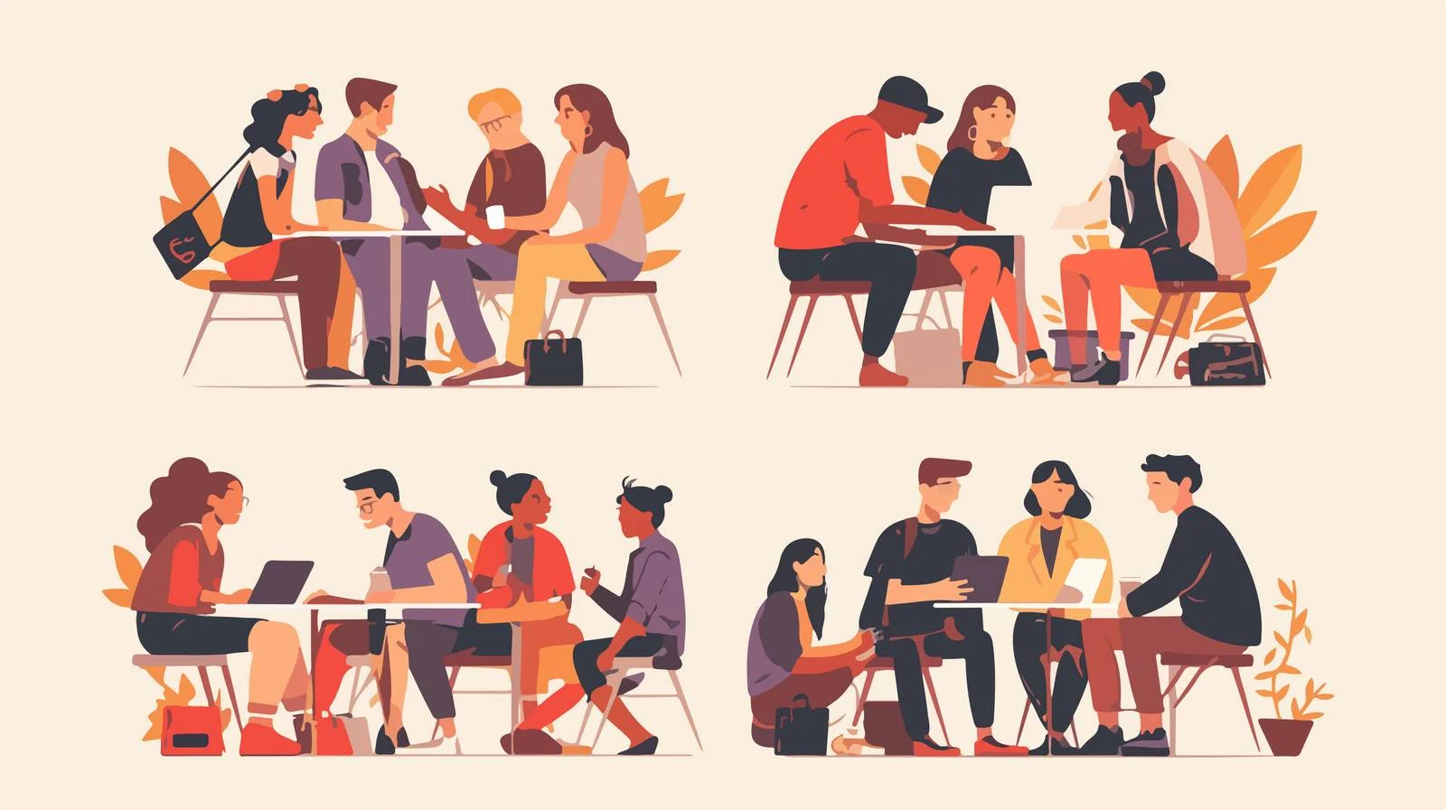 Urban Cafe Scene with Diverse Patrons — free download from Dotvec