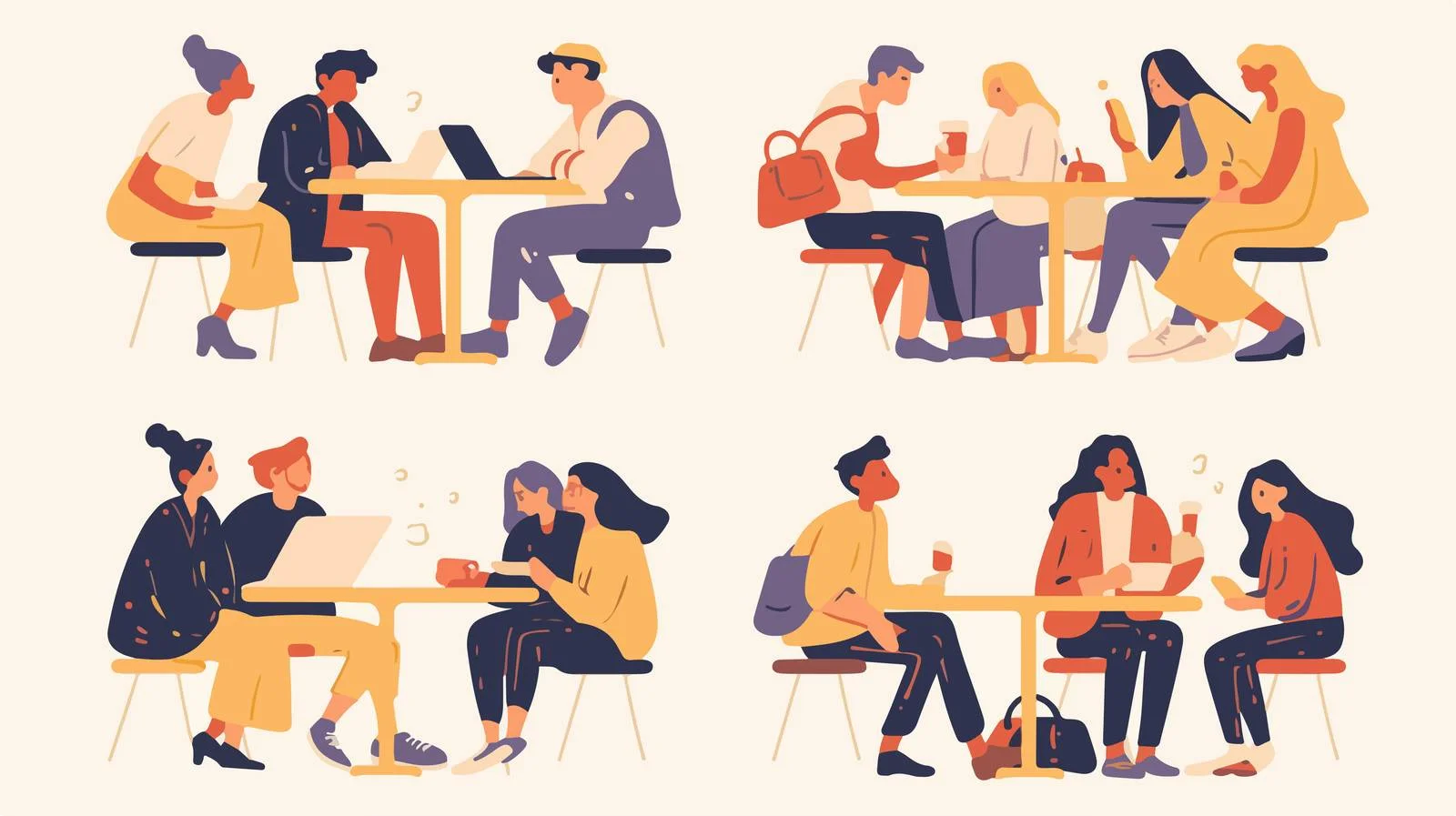 Diverse Individuals at Urban Cafe Scene — free download from Dotvec