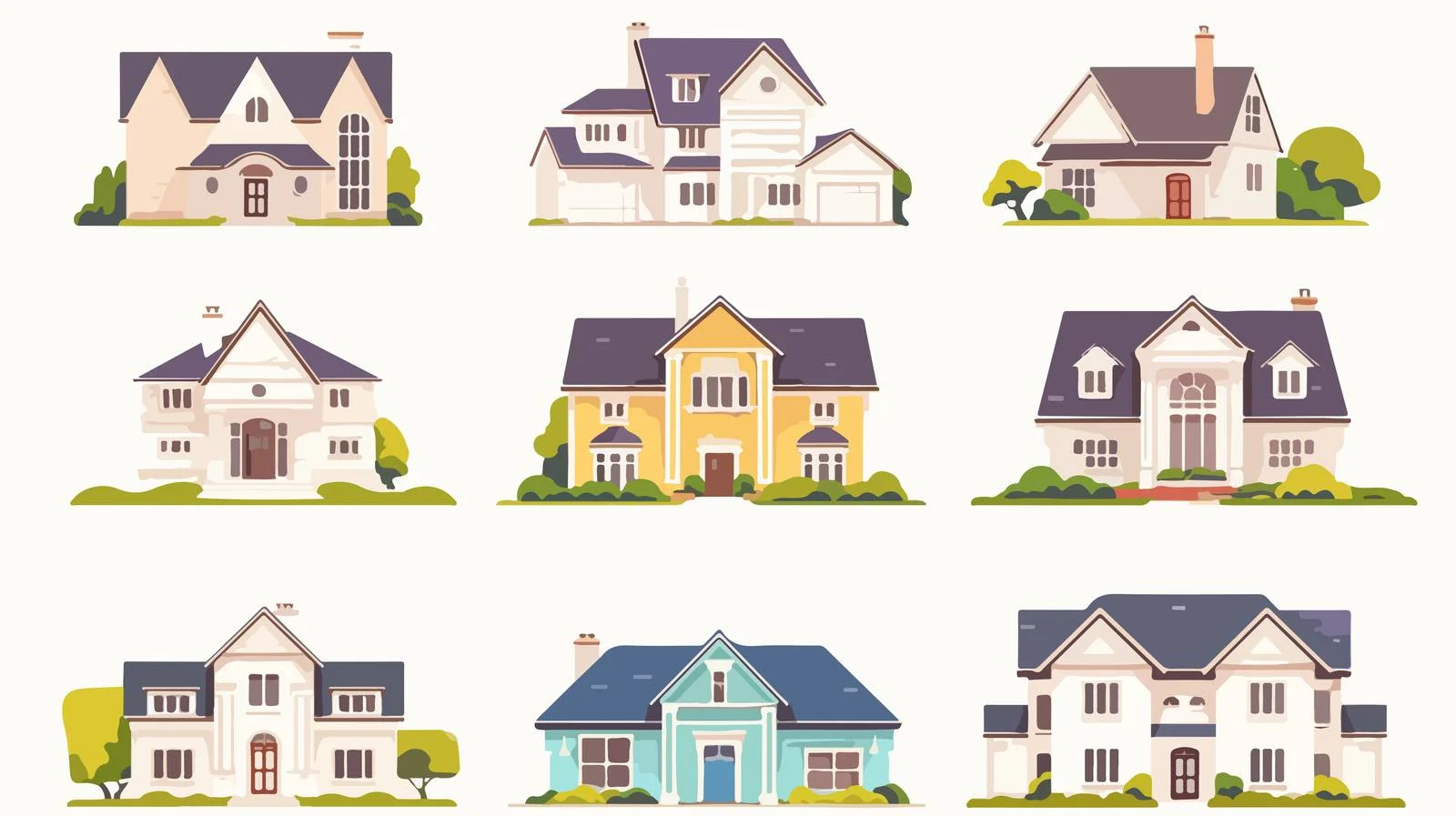 Vibrant residential architecture mix in flat — free download from Dotvec
