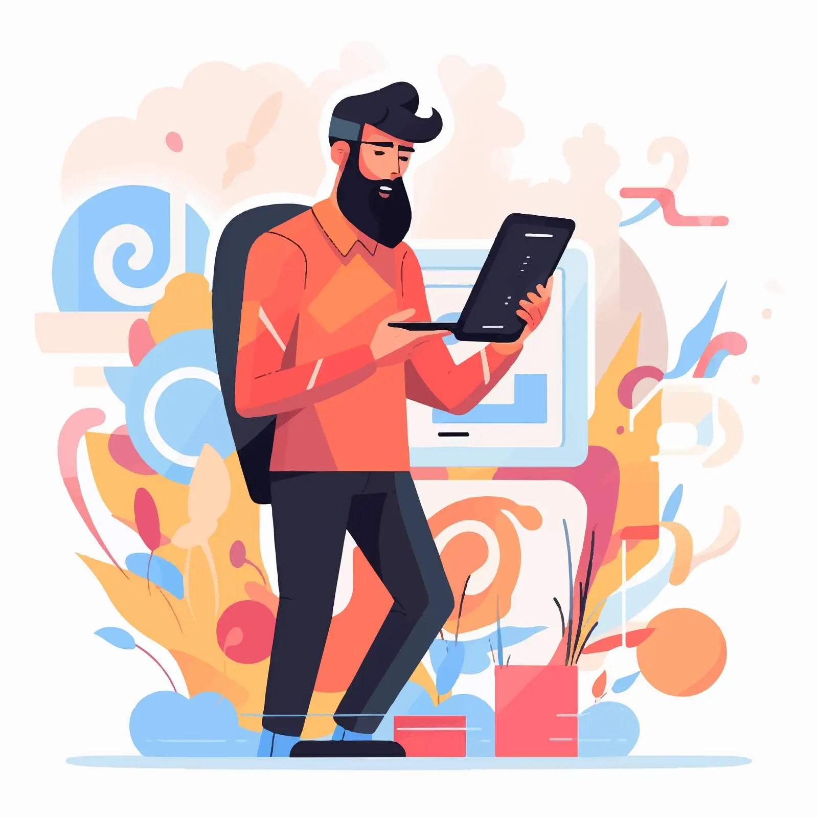 Digital Artist Drawing on Tablet with Stylus — free download from Dotvec