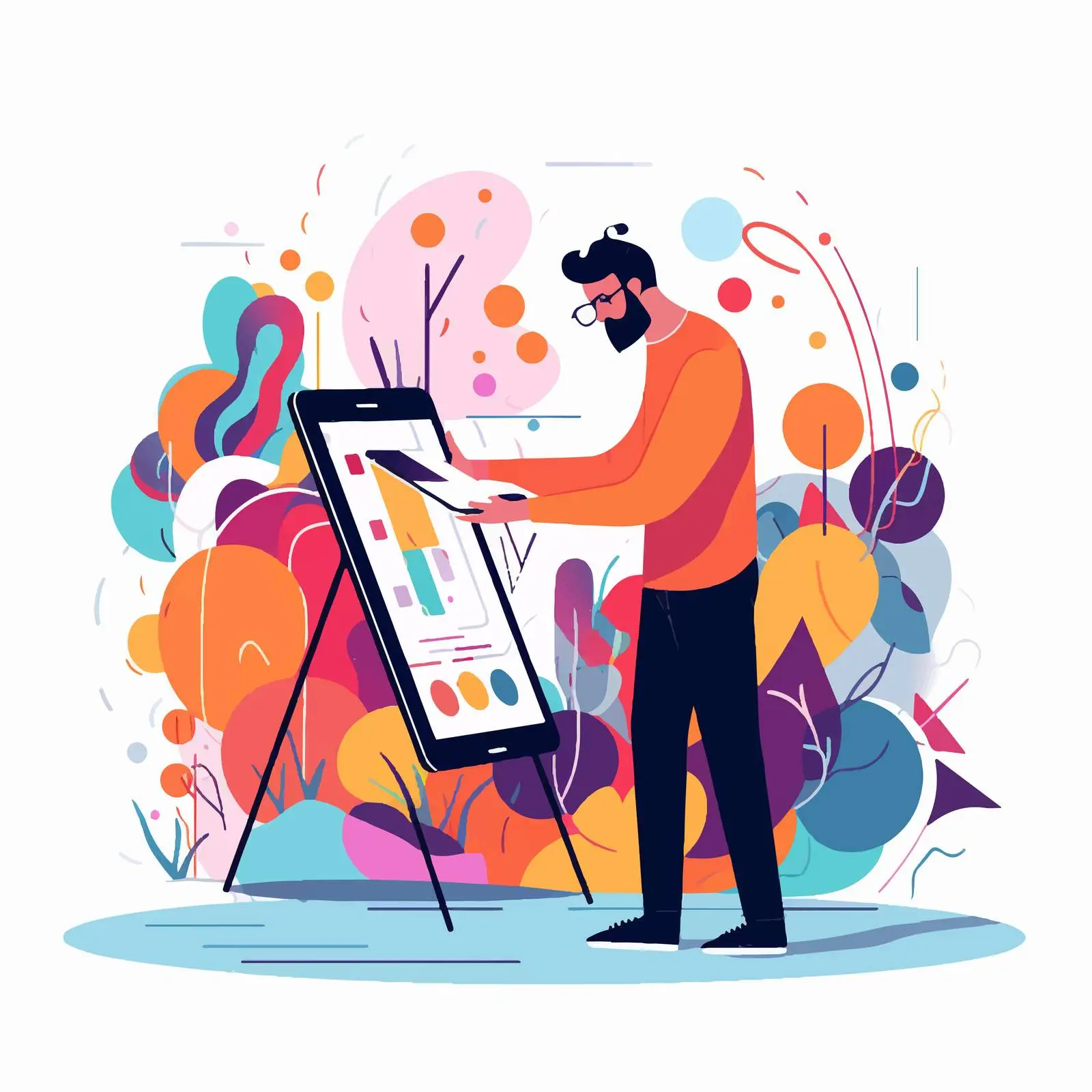 Digital Artist Drawing on Tablet with Stylus — free download from Dotvec