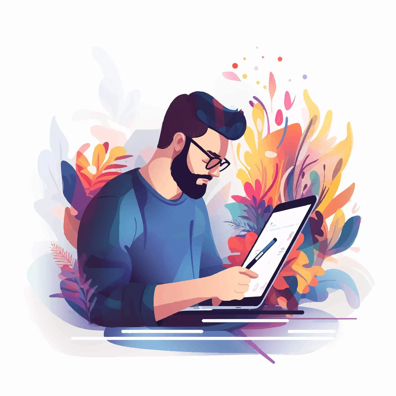 Digital Artist Drawing on Tablet Computer — free download from Dotvec