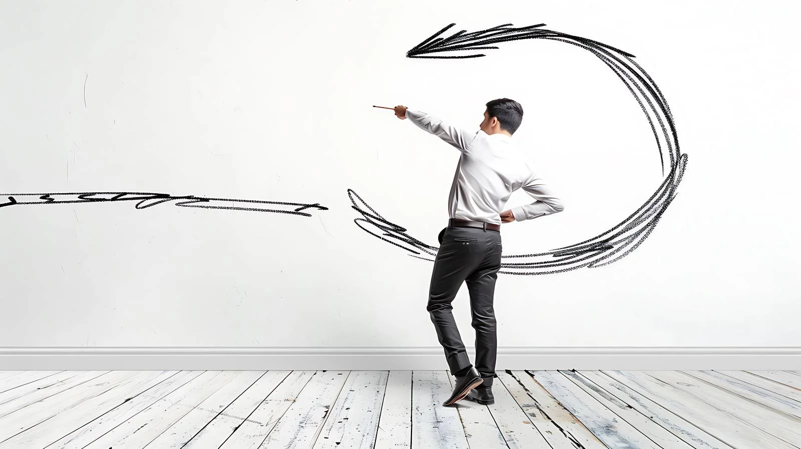 Young Man Drawing Arrow Illustration — free download from Dotvec