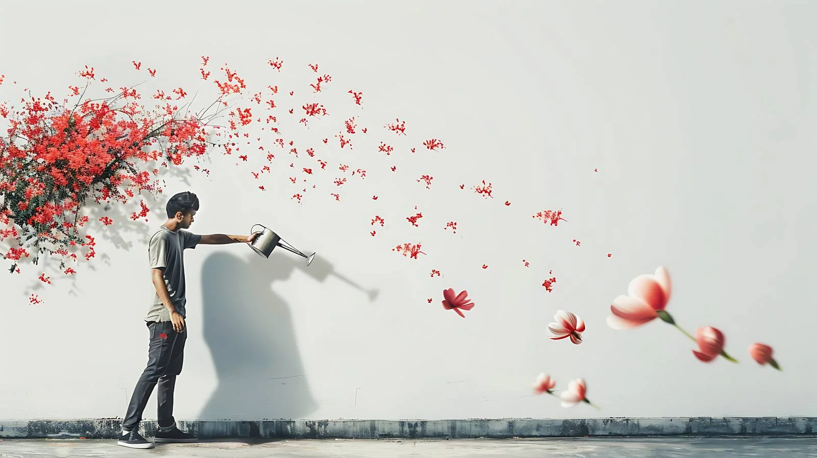 Young Man Watering Flower Composite — free download from Dotvec