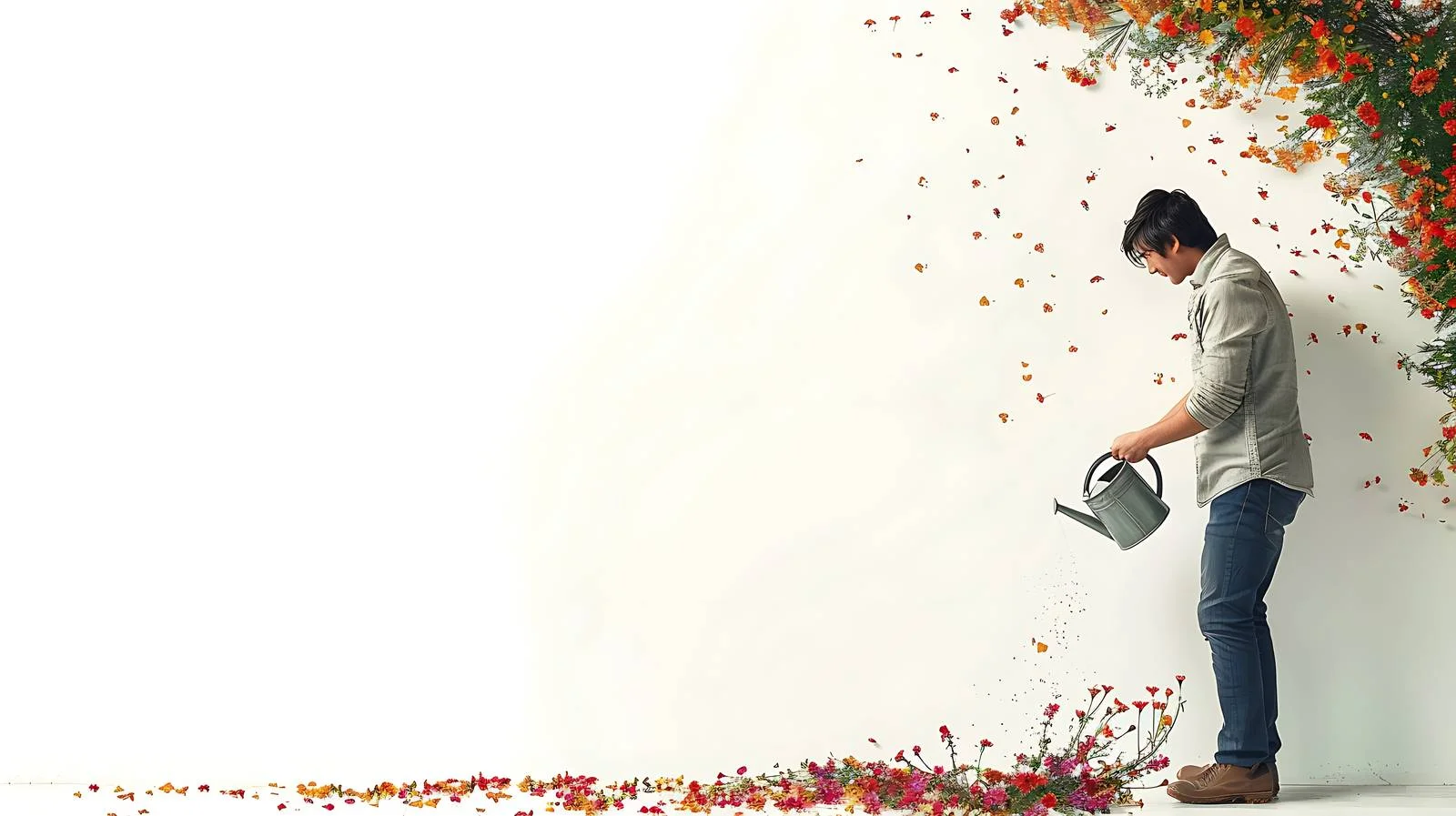 Young Man Watering Flower Composite — free download from Dotvec