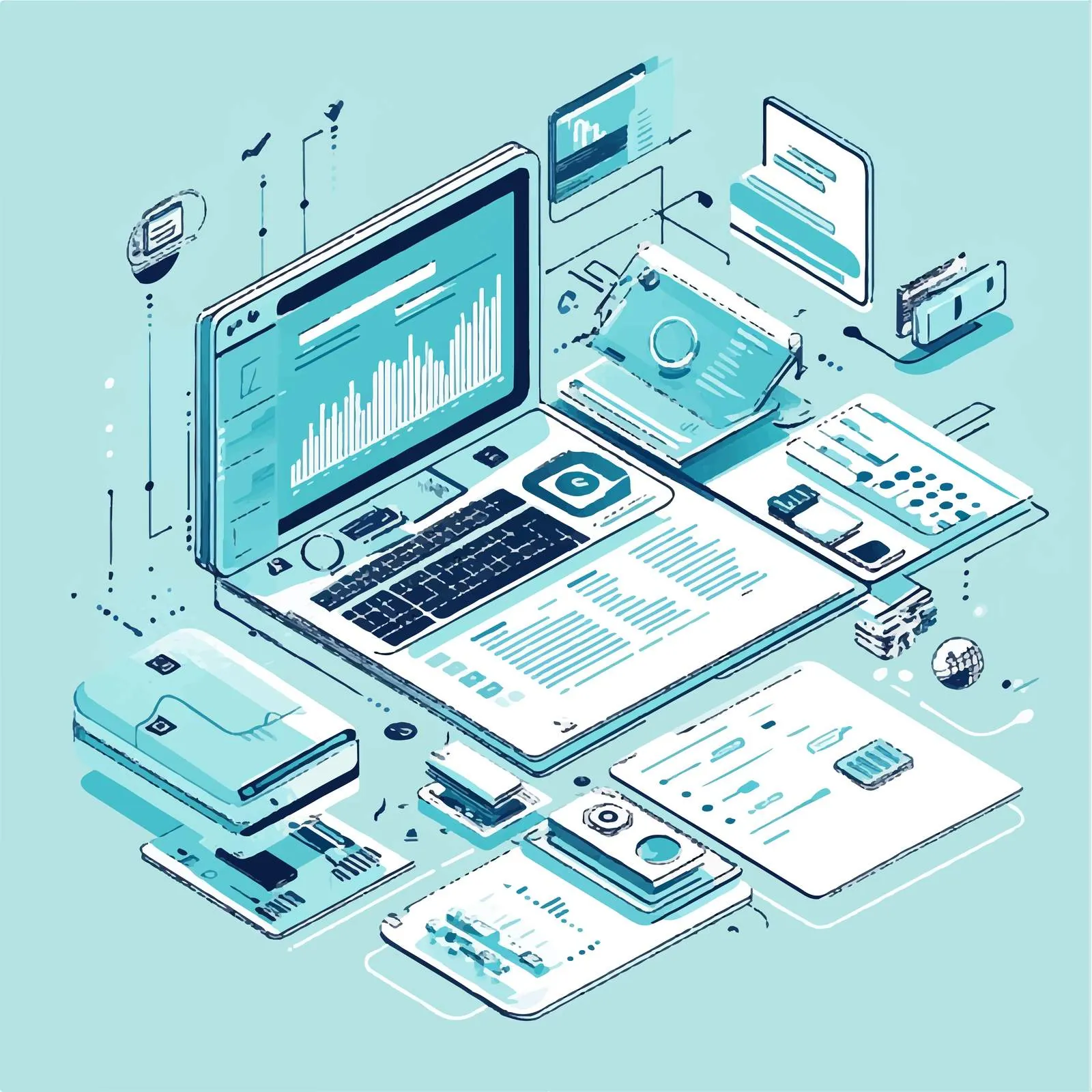 Isometric Financial Report Digital Solutions – free budget plan image from Dotvec