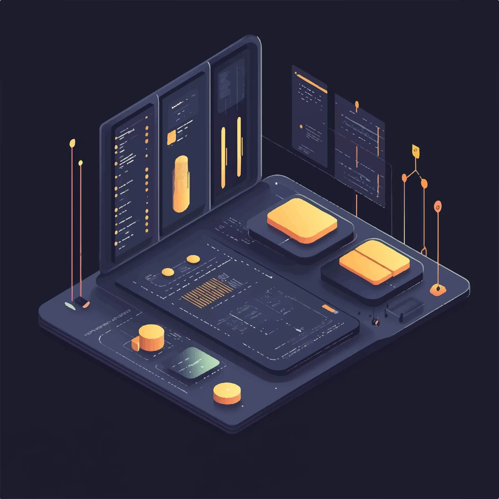 Isometric Digital Financial Report Visualizations — free download from Dotvec