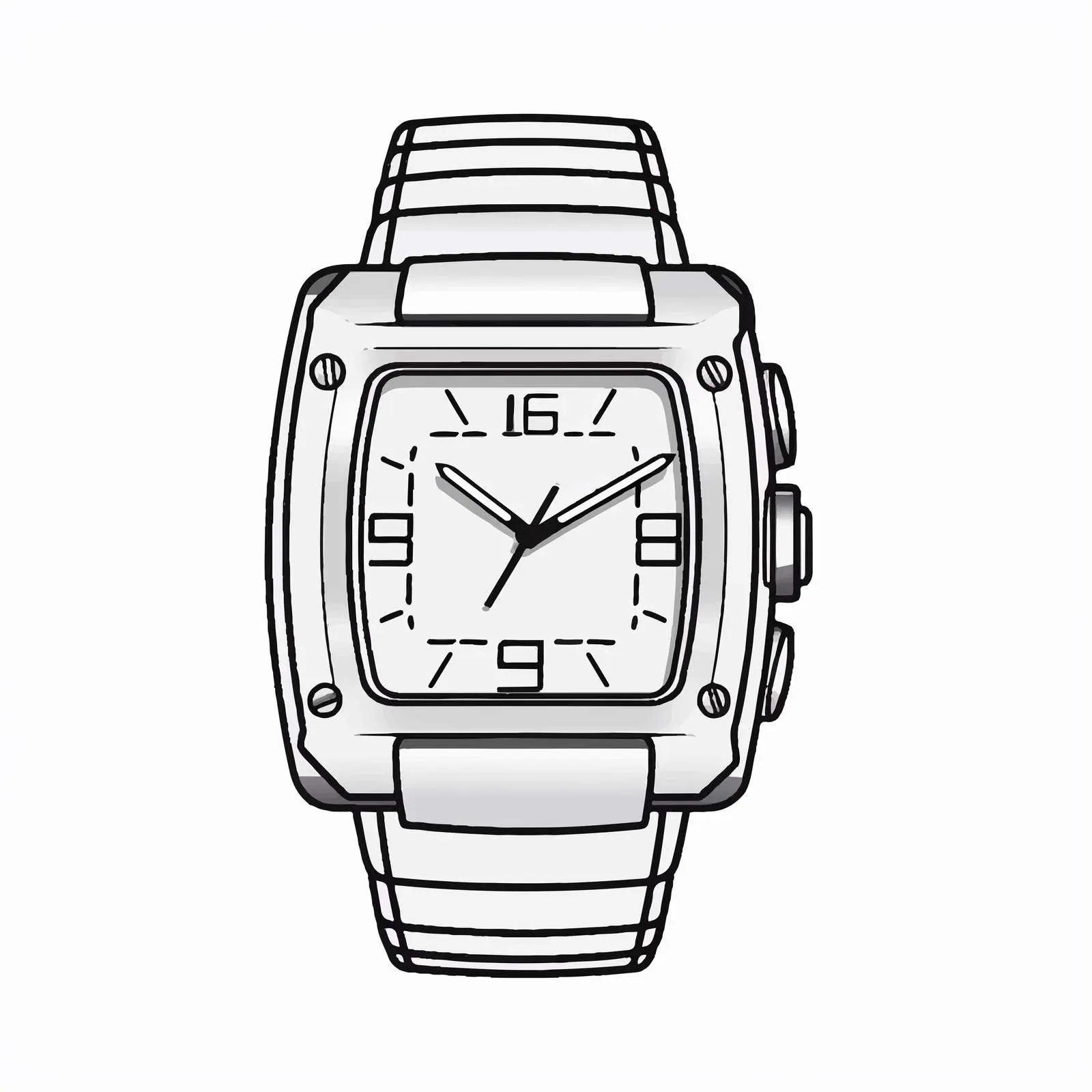 Digital Wristwatch Outline Vector Illustration – free watch vector image from Dotvec
