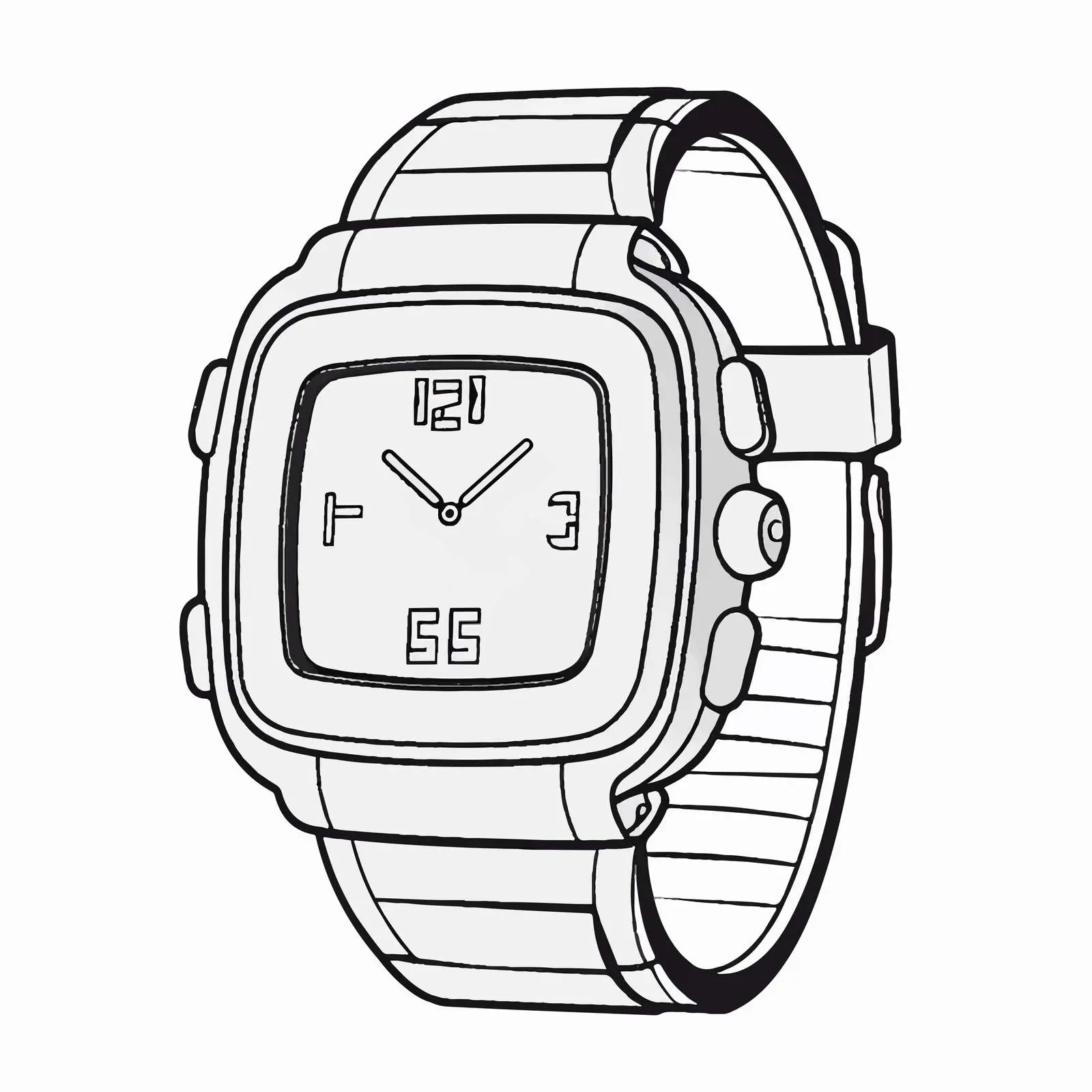Outline Digital Wristwatch Vector Illustration – free isolate design image from Dotvec