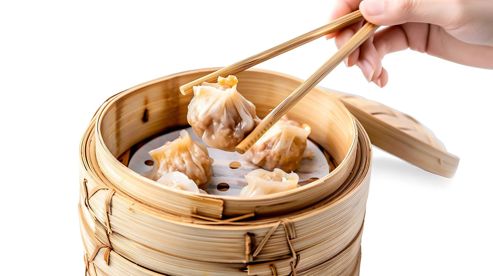 Dim Sum in Bamboo Steamer Close-up — free download from Dotvec