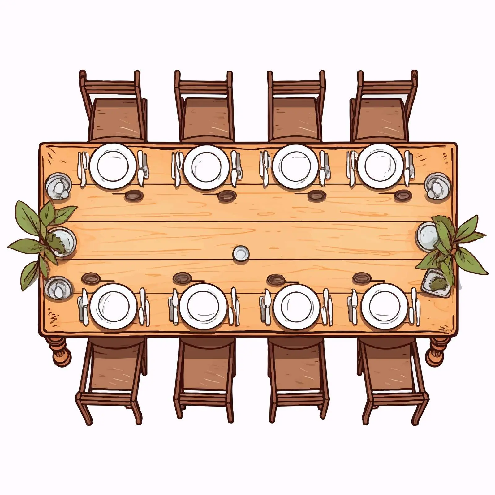 Dining Table Vector Illustration on White Background – free graphic representation image from Dotvec