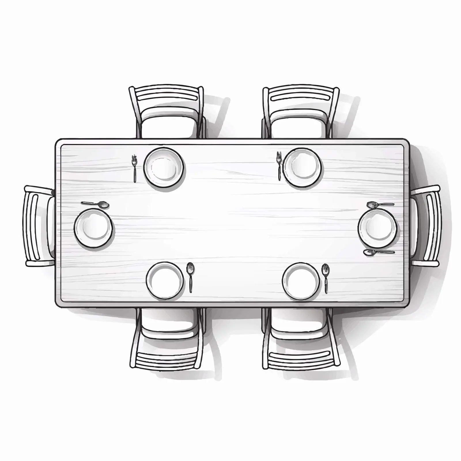 Dining Table Line Vector Illustration on White Background — free download from Dotvec