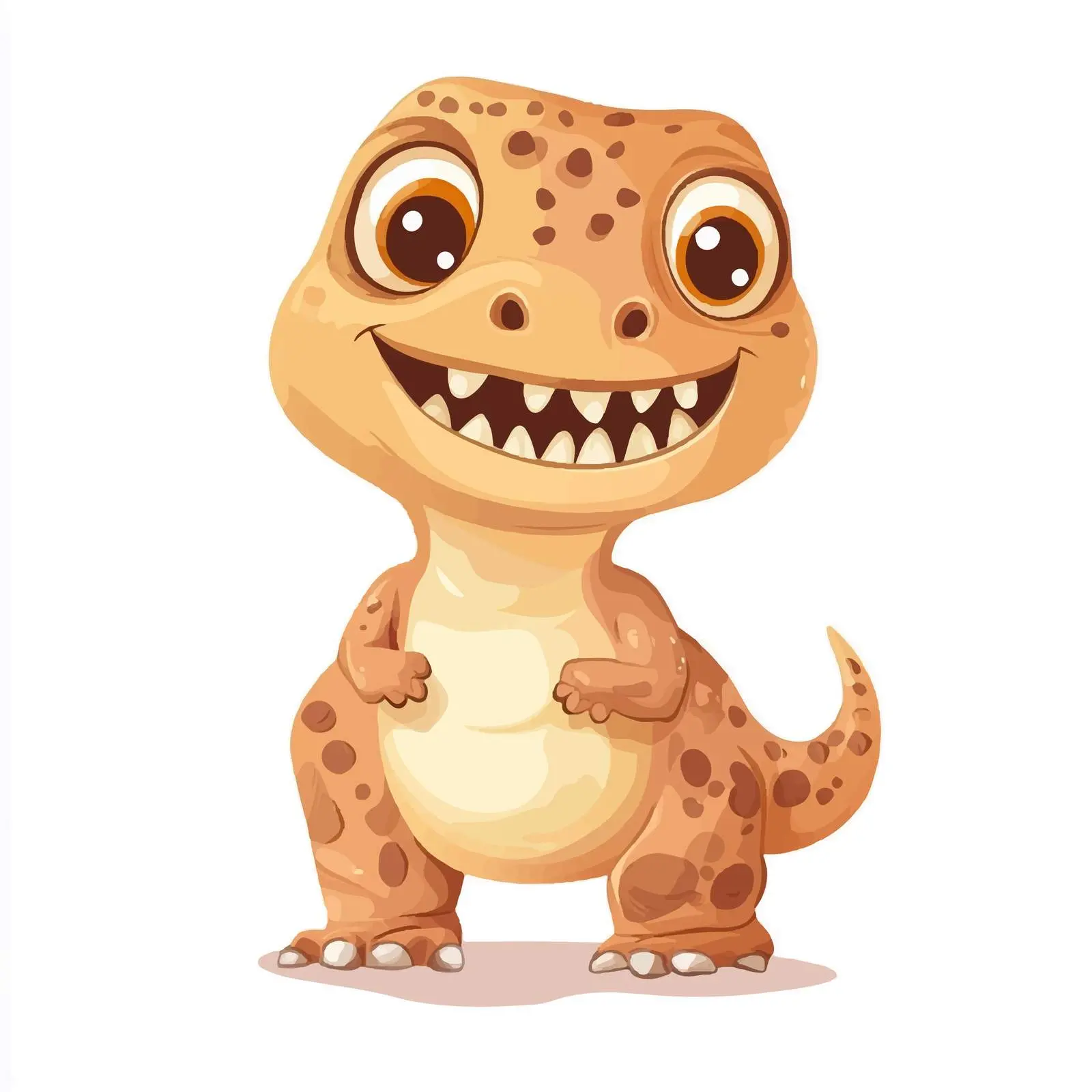Smiling Brown Dinosaur Illustration — free download from Dotvec
