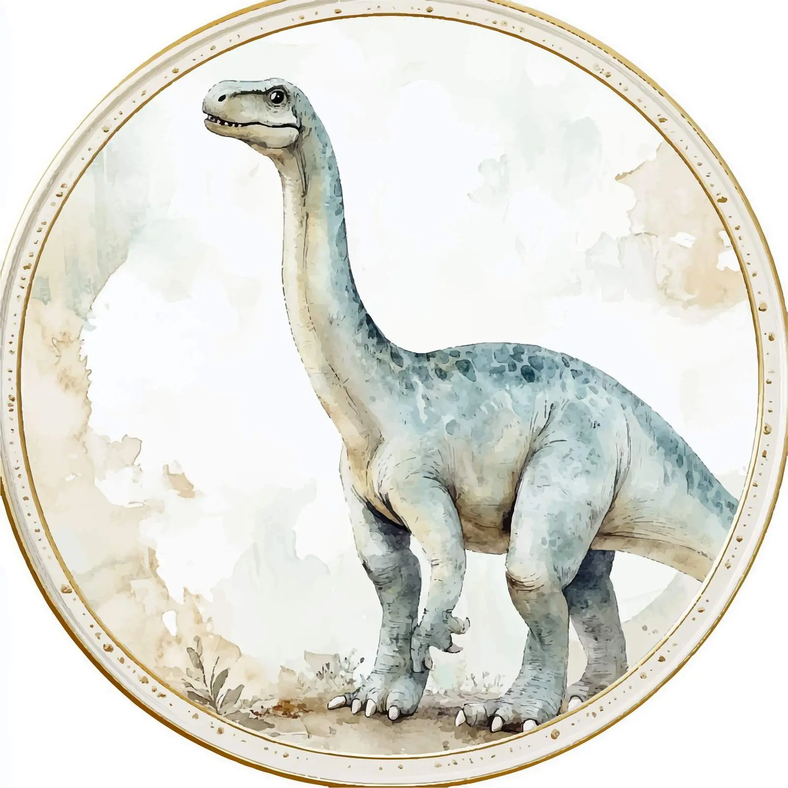 Colorful Dinosaur Watercolor in Round Frame — free download from Dotvec