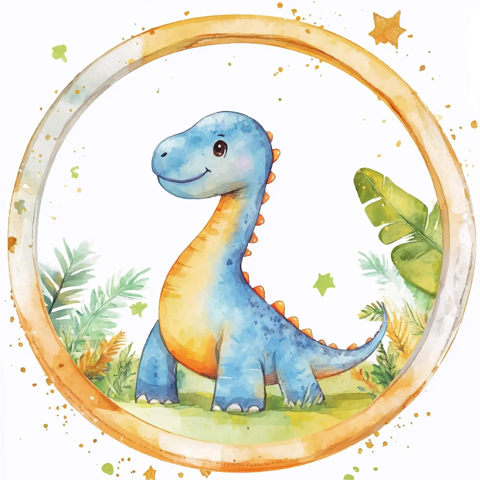 Dinosaur Colors Gold and Silver Round Frame — free download from Dotvec