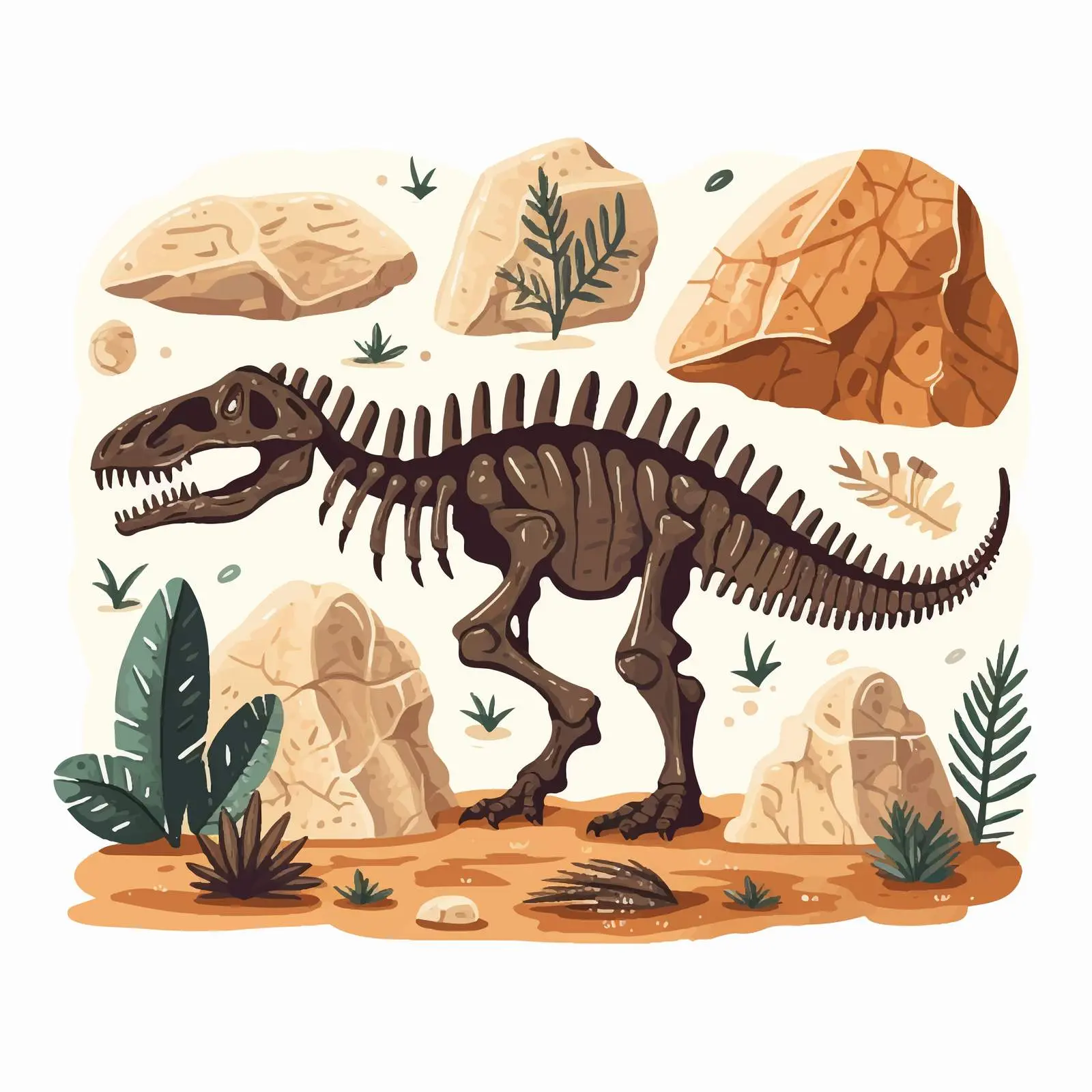 Ancient Dinosaur Fossil Imprint Vector Art – free fossil image from Dotvec
