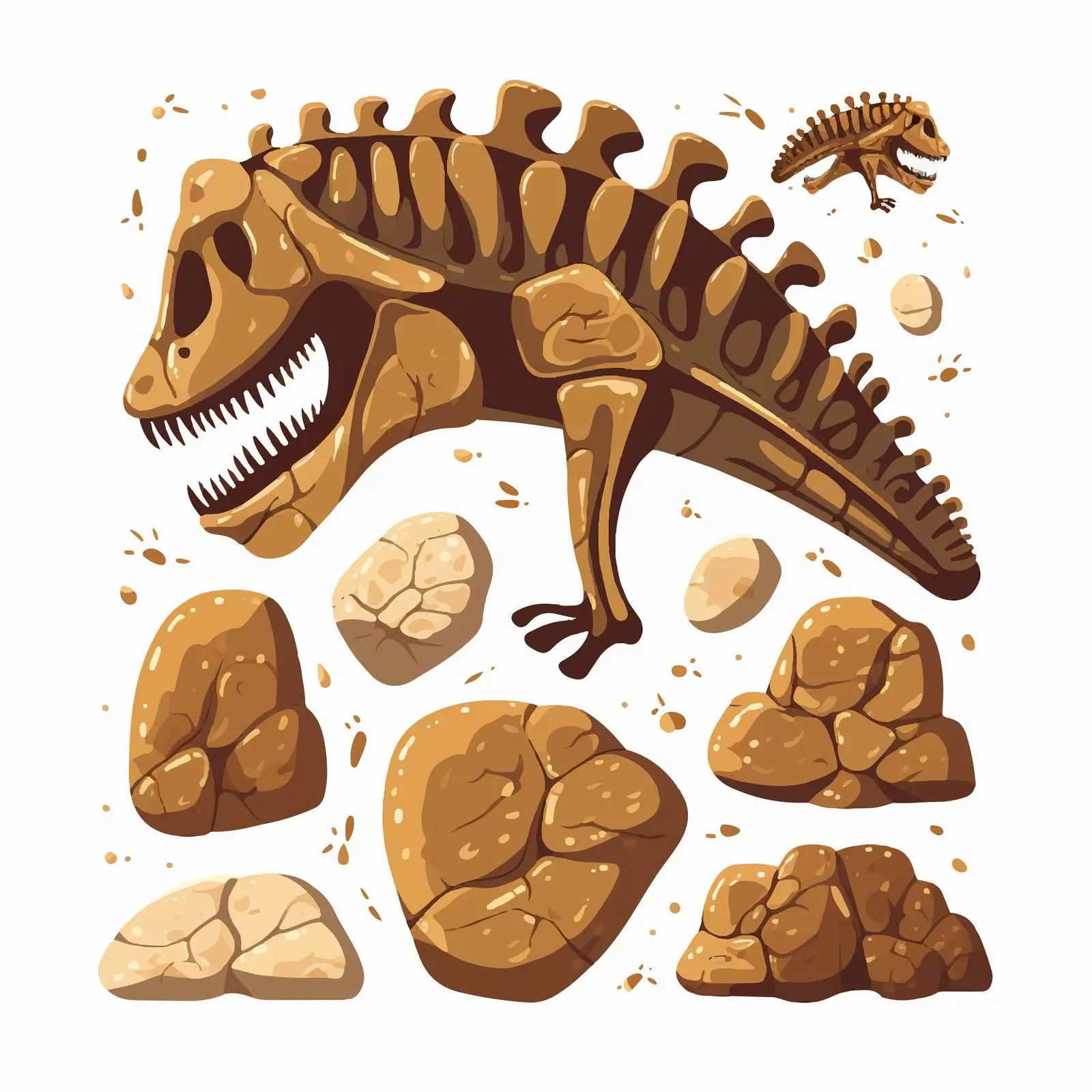 Ancient Dinosaur Fossil Stone Vector Illustration – free fossil image from Dotvec