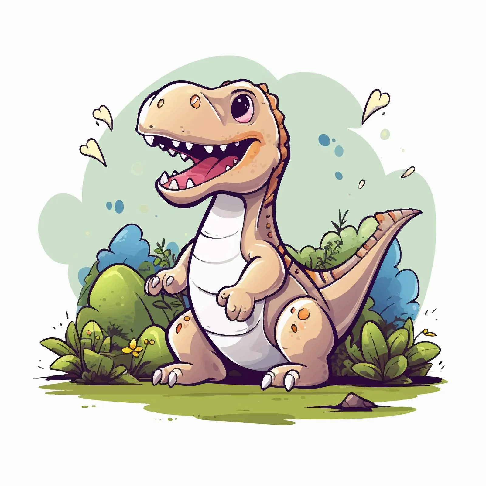 Cartoon Dinosaur Line Vector Illustration — free download from Dotvec