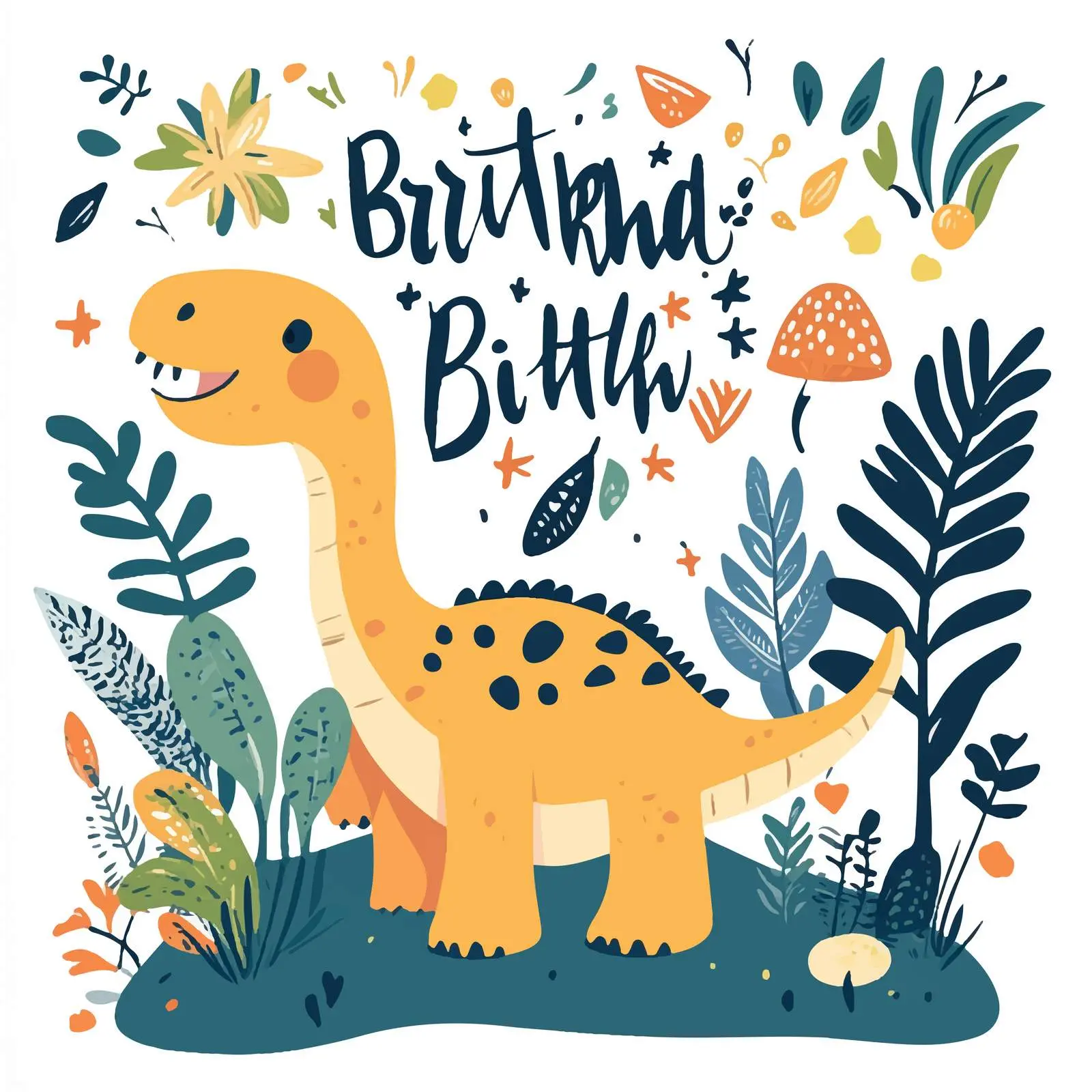 Dinosaur Silhouette Birthday Vector Illustration — free download from Dotvec