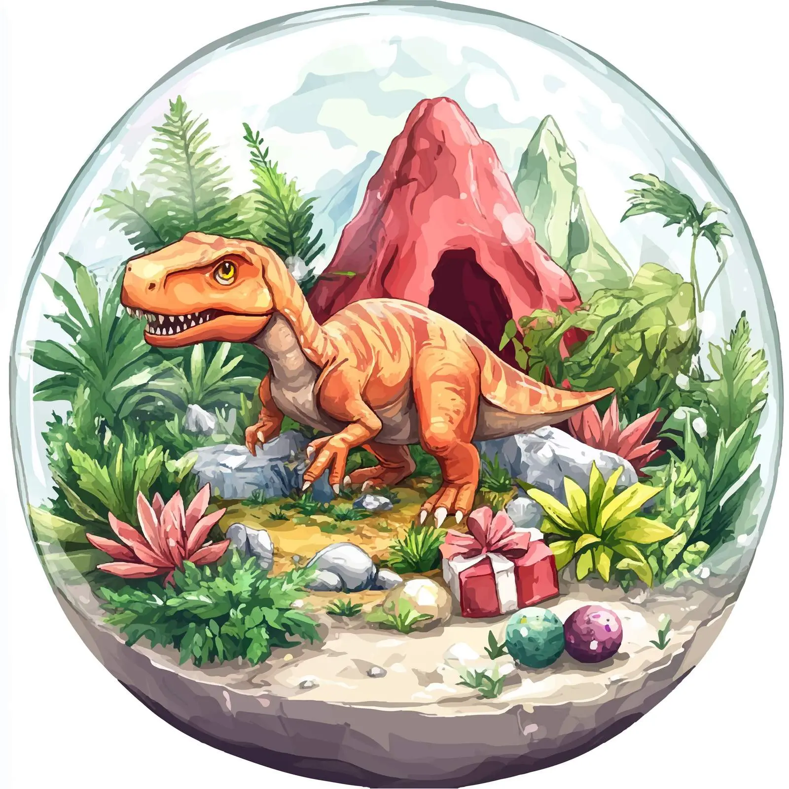 Dinosaur Volcano Watercolor Clipart — free download from Dotvec