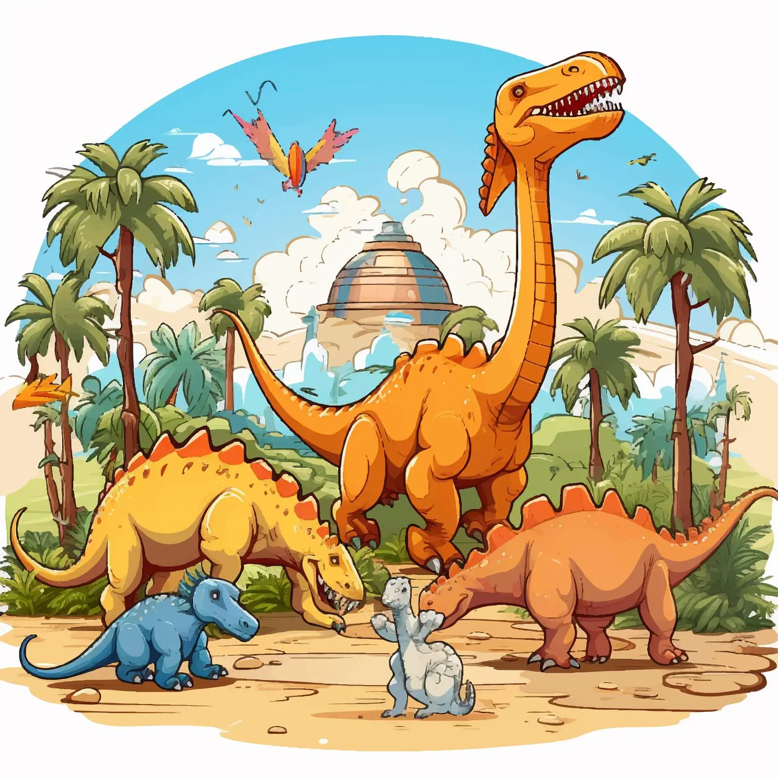 Dinosaurs in the Park Fun Illustration — free download from Dotvec