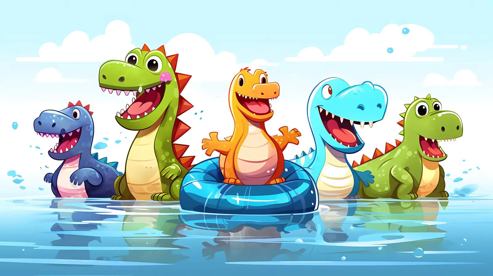 Dinosaur Swimming Ring Pool Fun — free download from Dotvec