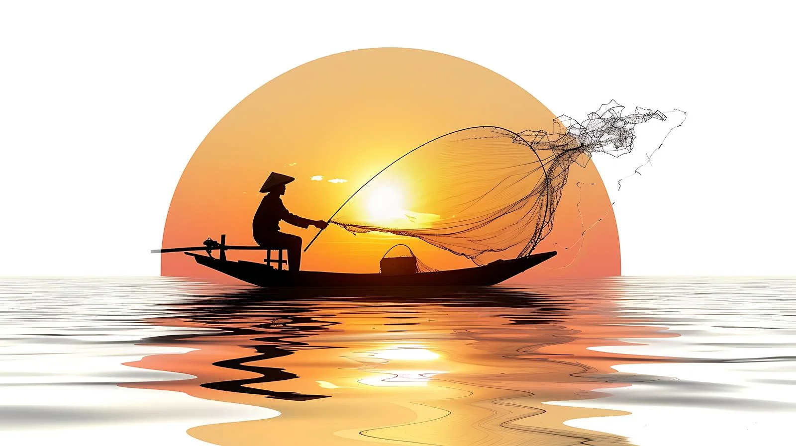 Fishing at Sunrise/Sunset on Boat — free download from Dotvec