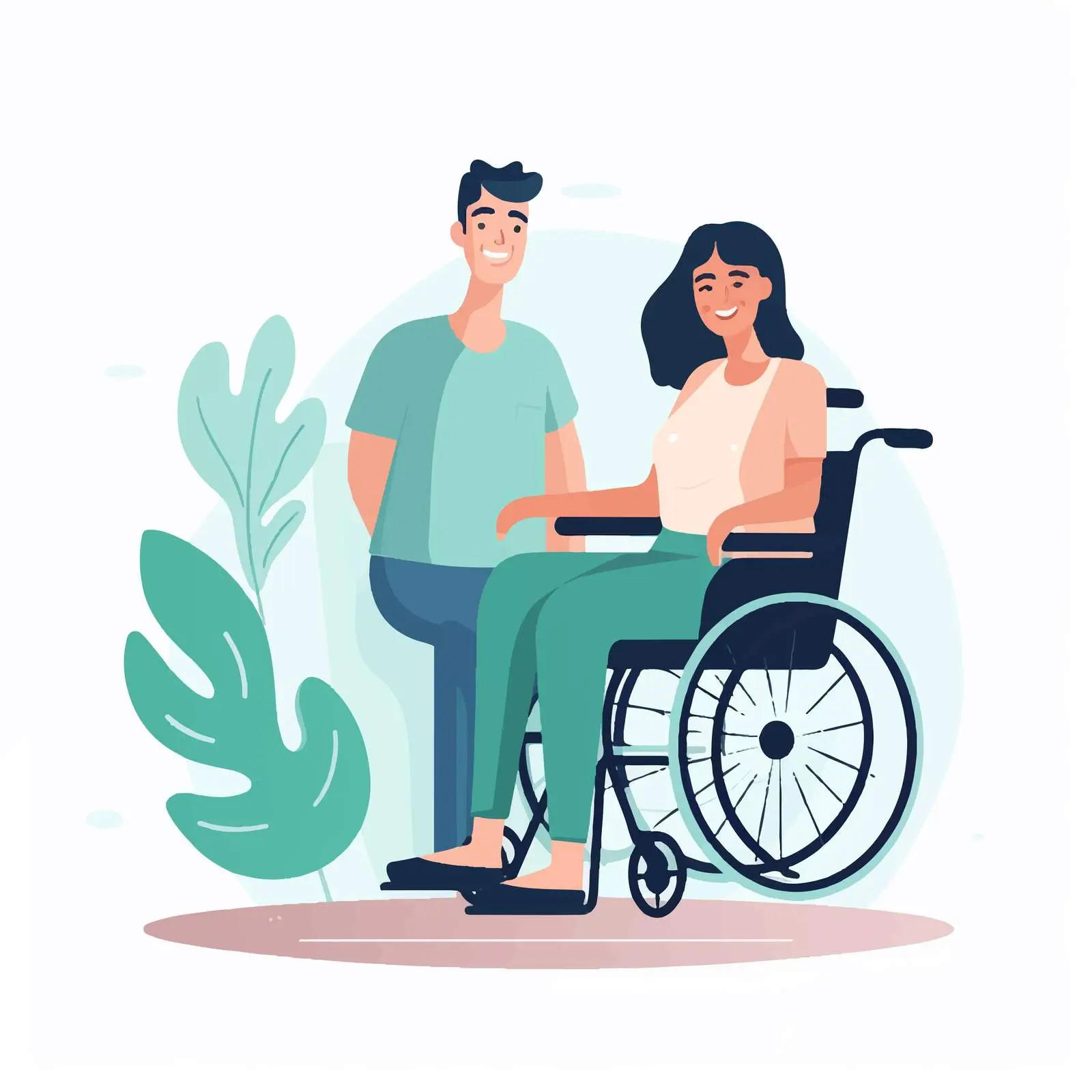 Disabled Woman in Wheelchair with Partner — free download from Dotvec