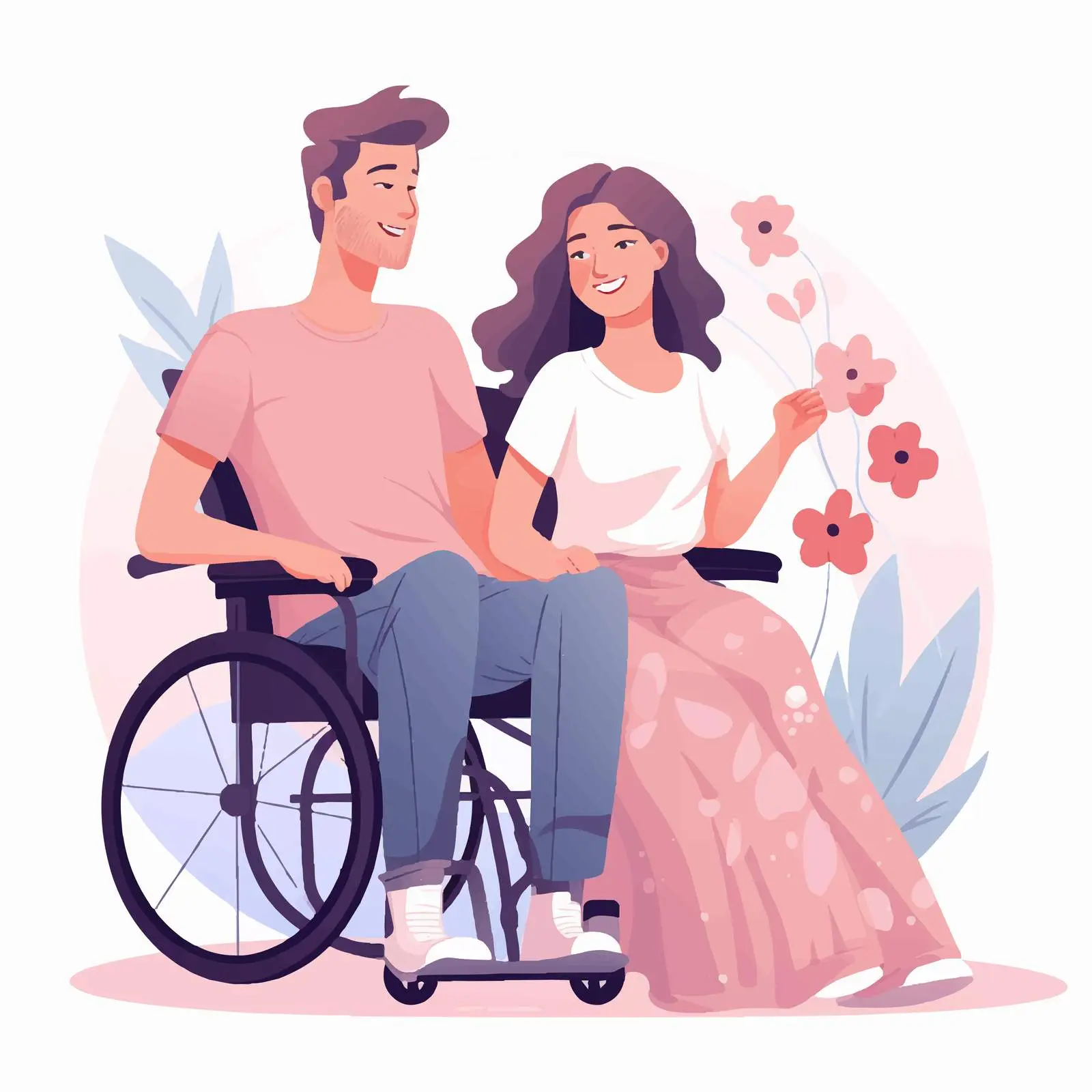 Disabled Woman with Her Partner in Wheelchair — free download from Dotvec