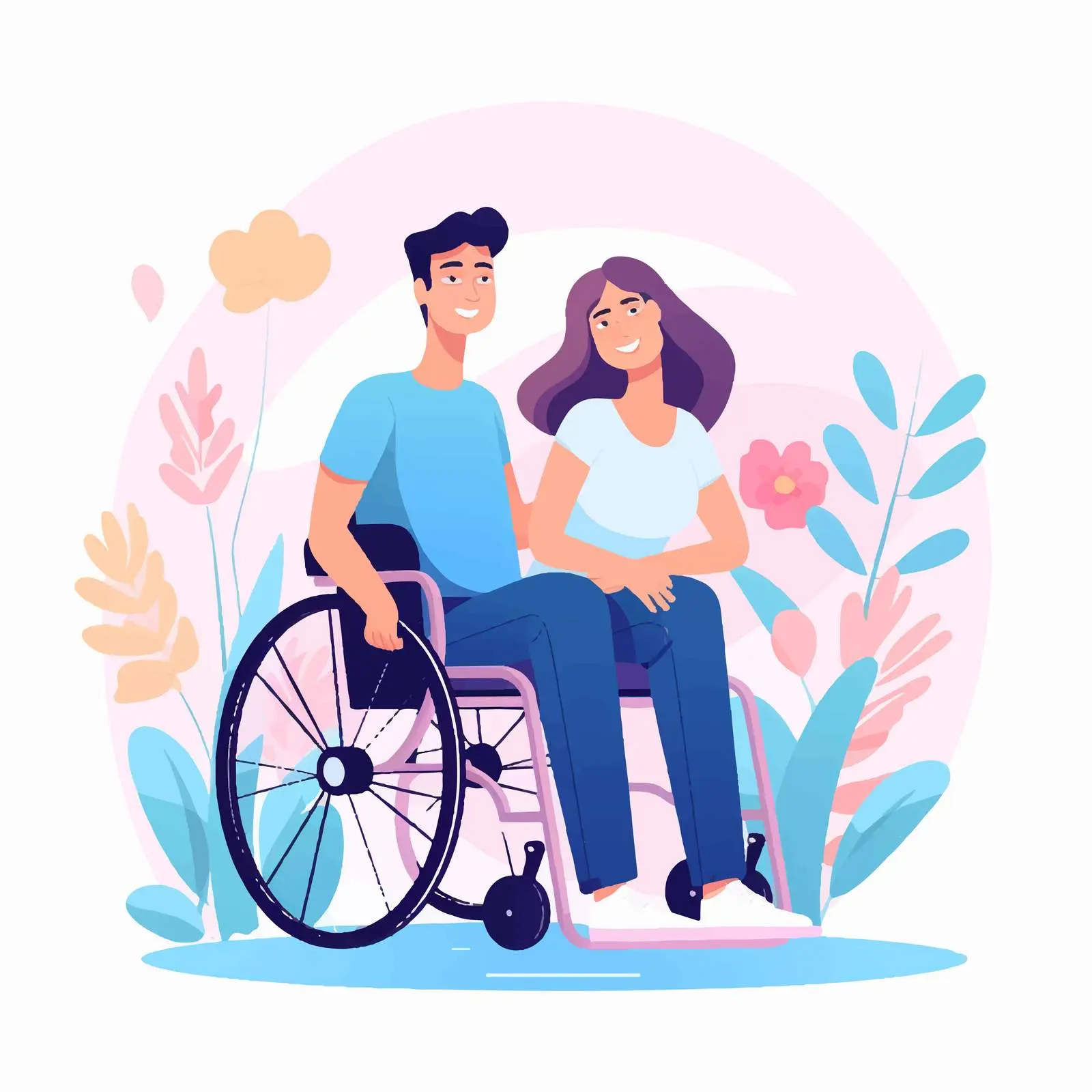 Disabled Woman in Wheelchair with Romantic Partner — free download from Dotvec