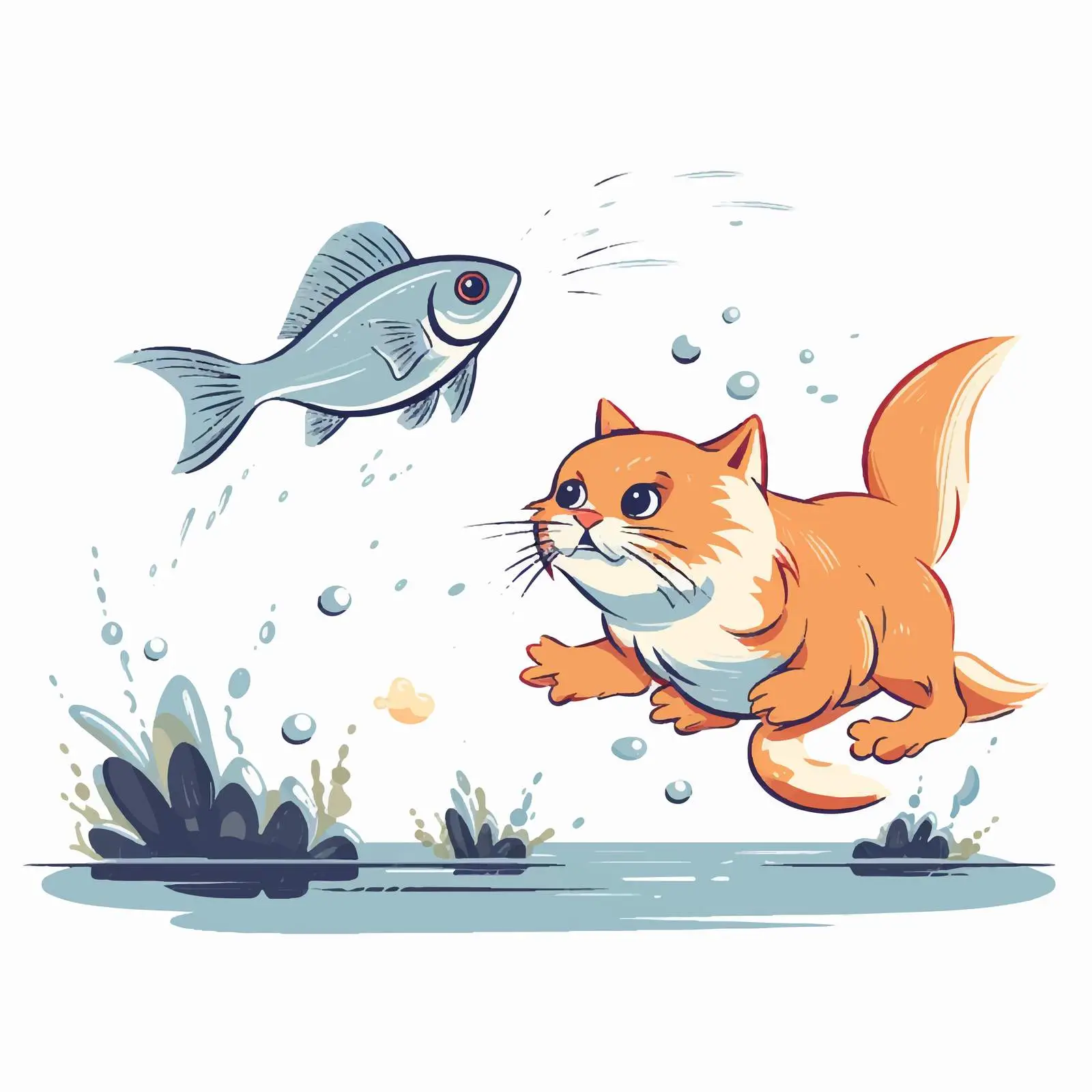 Naughty Cat Attempting to Catch Aquarium Fish — free download from Dotvec