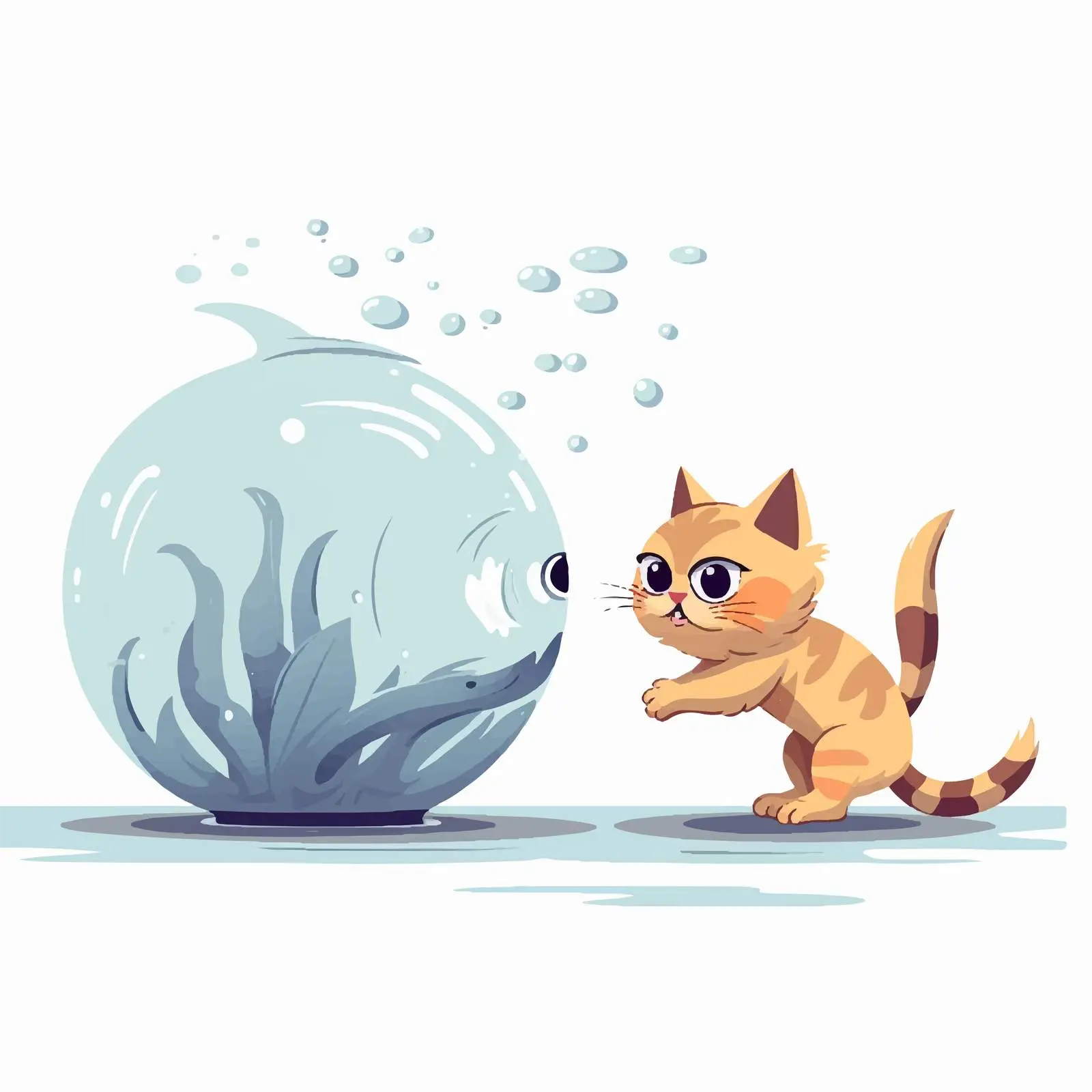 Naughty Cat Trying to Catch Fish — free download from Dotvec