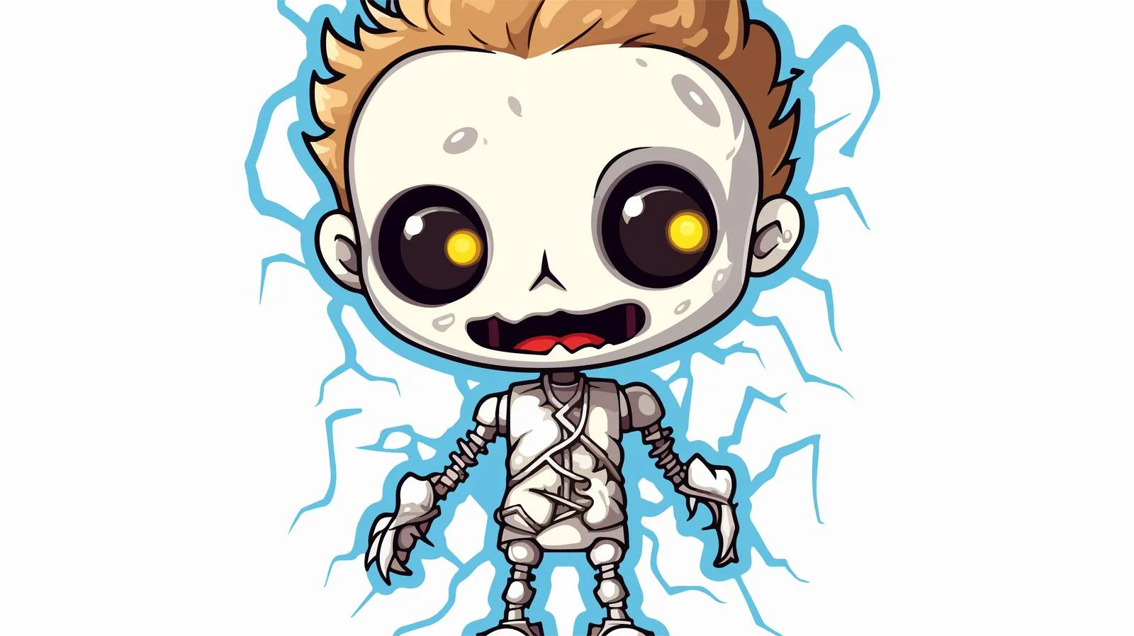 Kawaii Electro Distressed Sticker Cartoon Illustration — free download from Dotvec