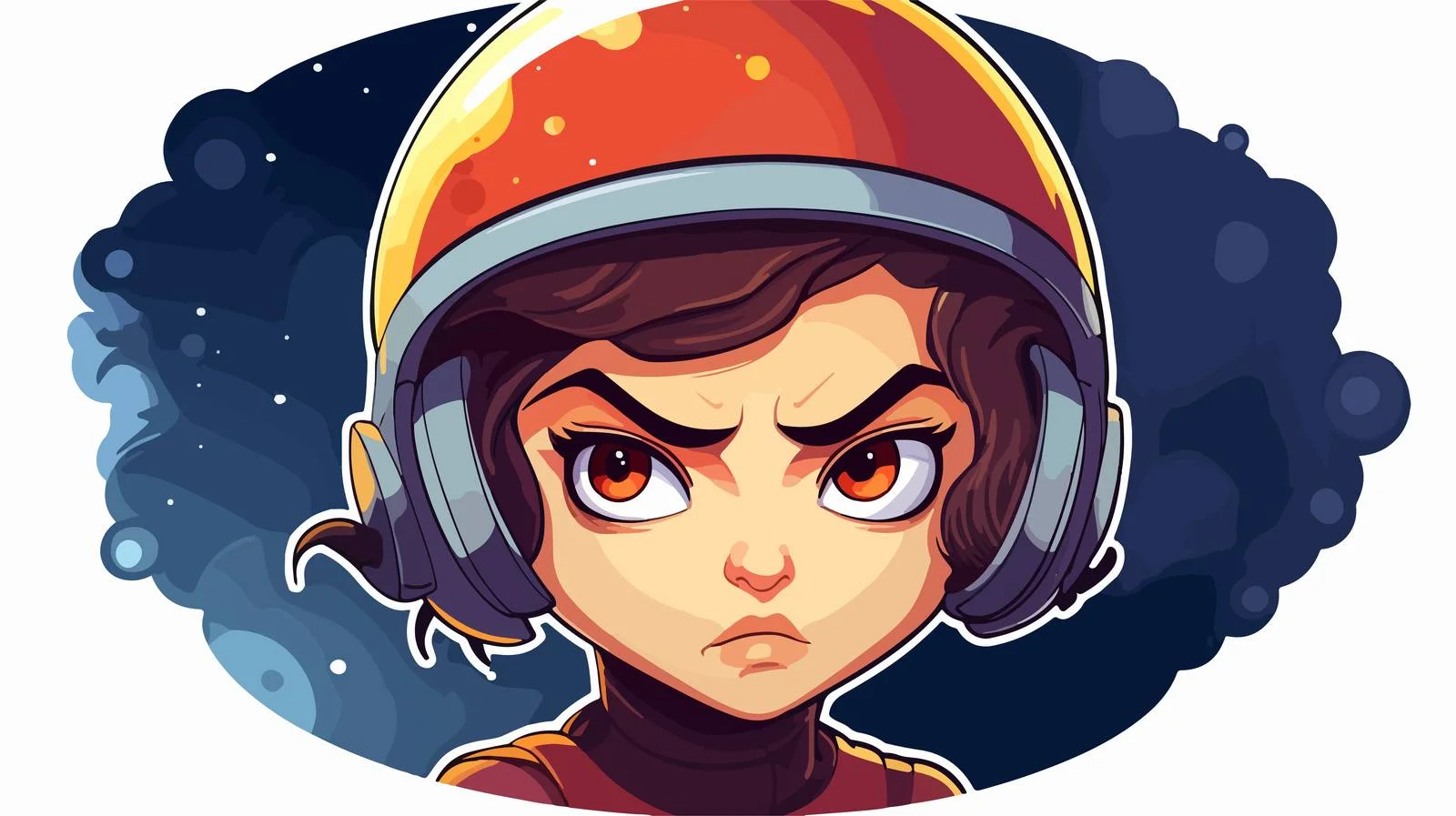 Angry Cartoon Space Girl Sticker — free download from Dotvec