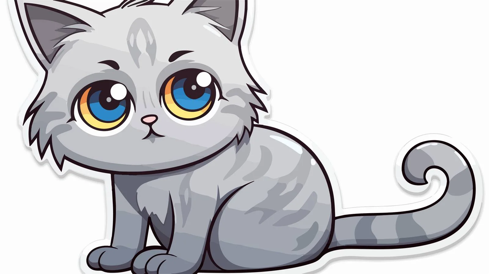 Cartoon Cat Distressed Sticker Illustration — free download from Dotvec