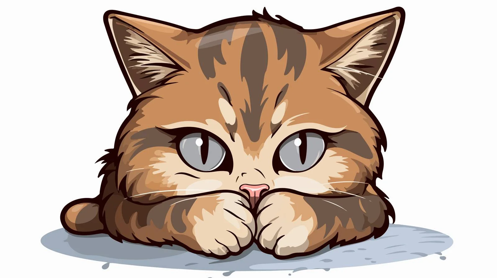 Distressed Cartoon Cat Sticker Rubbing Eyes — free download from Dotvec