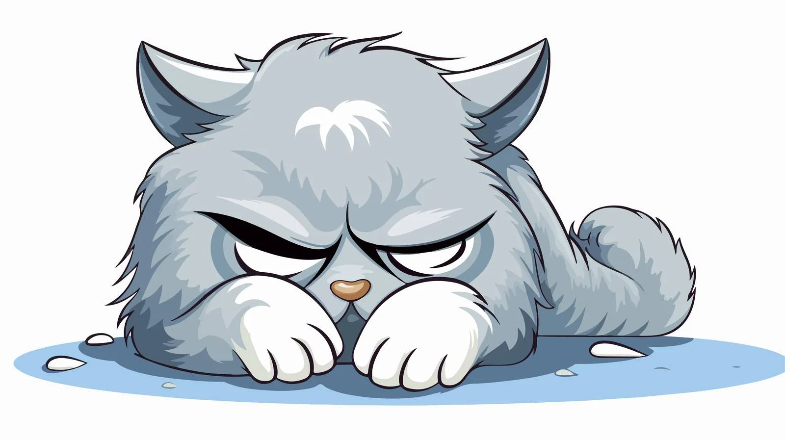 Cartoon Cat Rubbing Eyes Sticker — free download from Dotvec