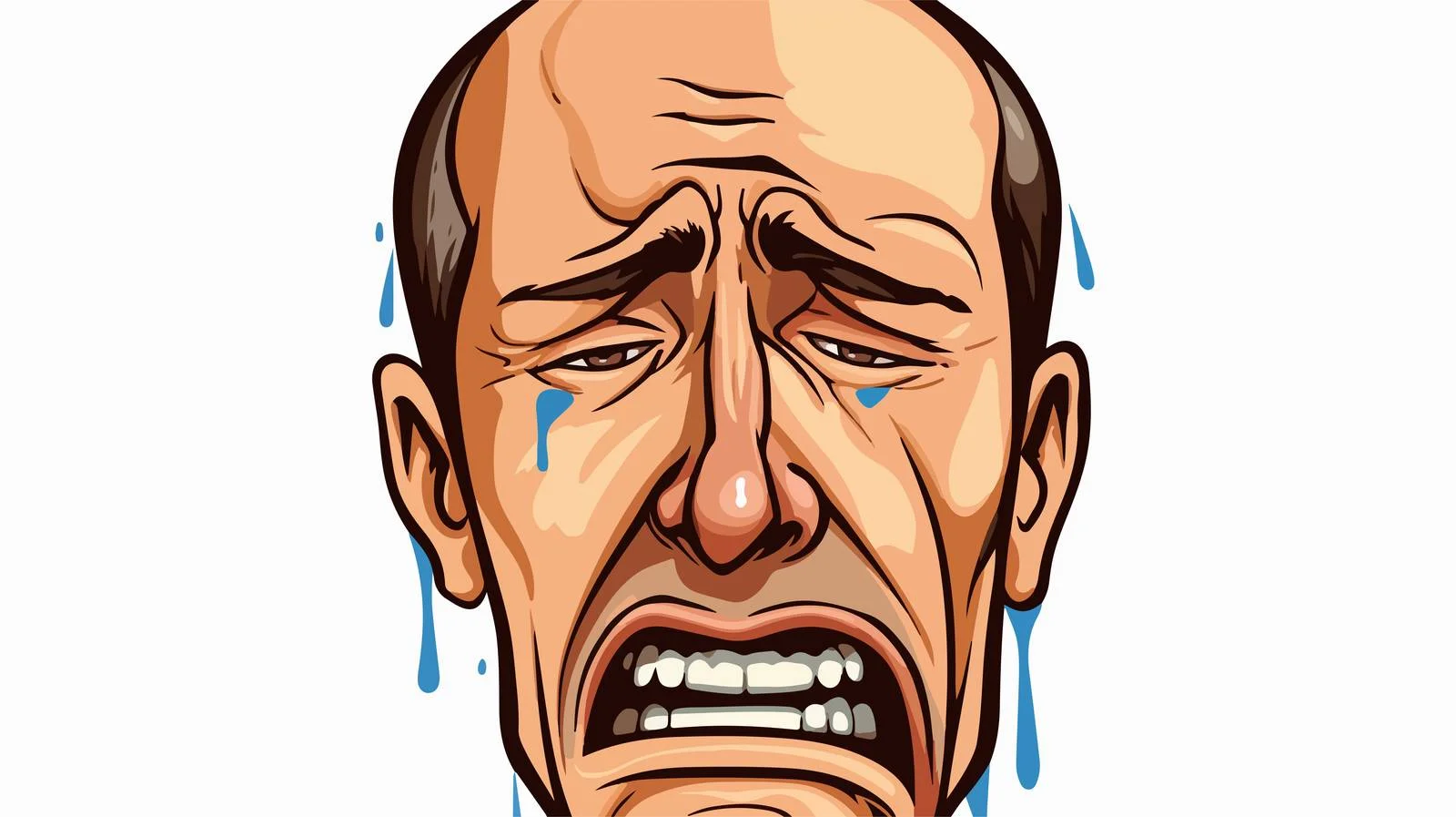 Distressed Cartoon Crying Man Sticker — free download from Dotvec