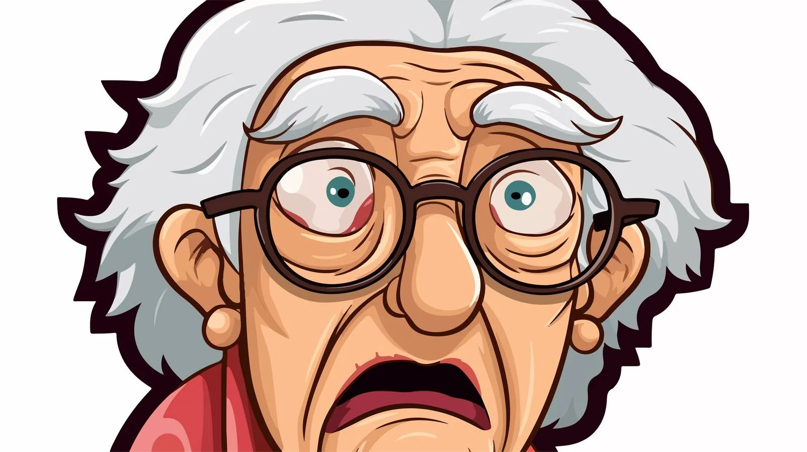 Cartoon Crying Old Lady Sticker — free download from Dotvec