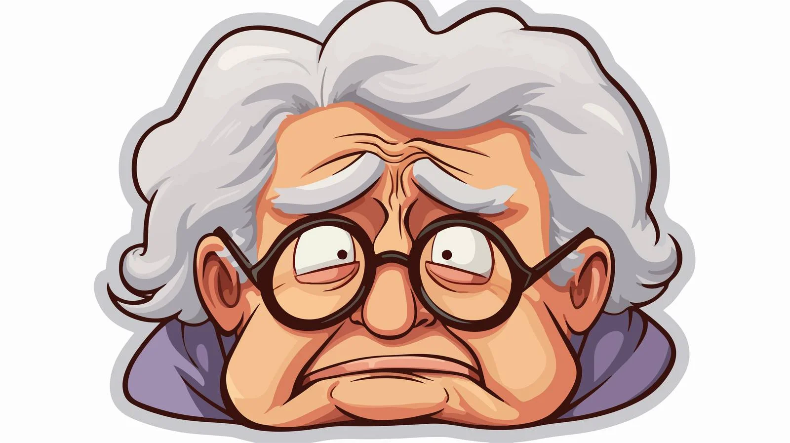Distressed Cartoon Crying Old Lady Sticker — free download from Dotvec