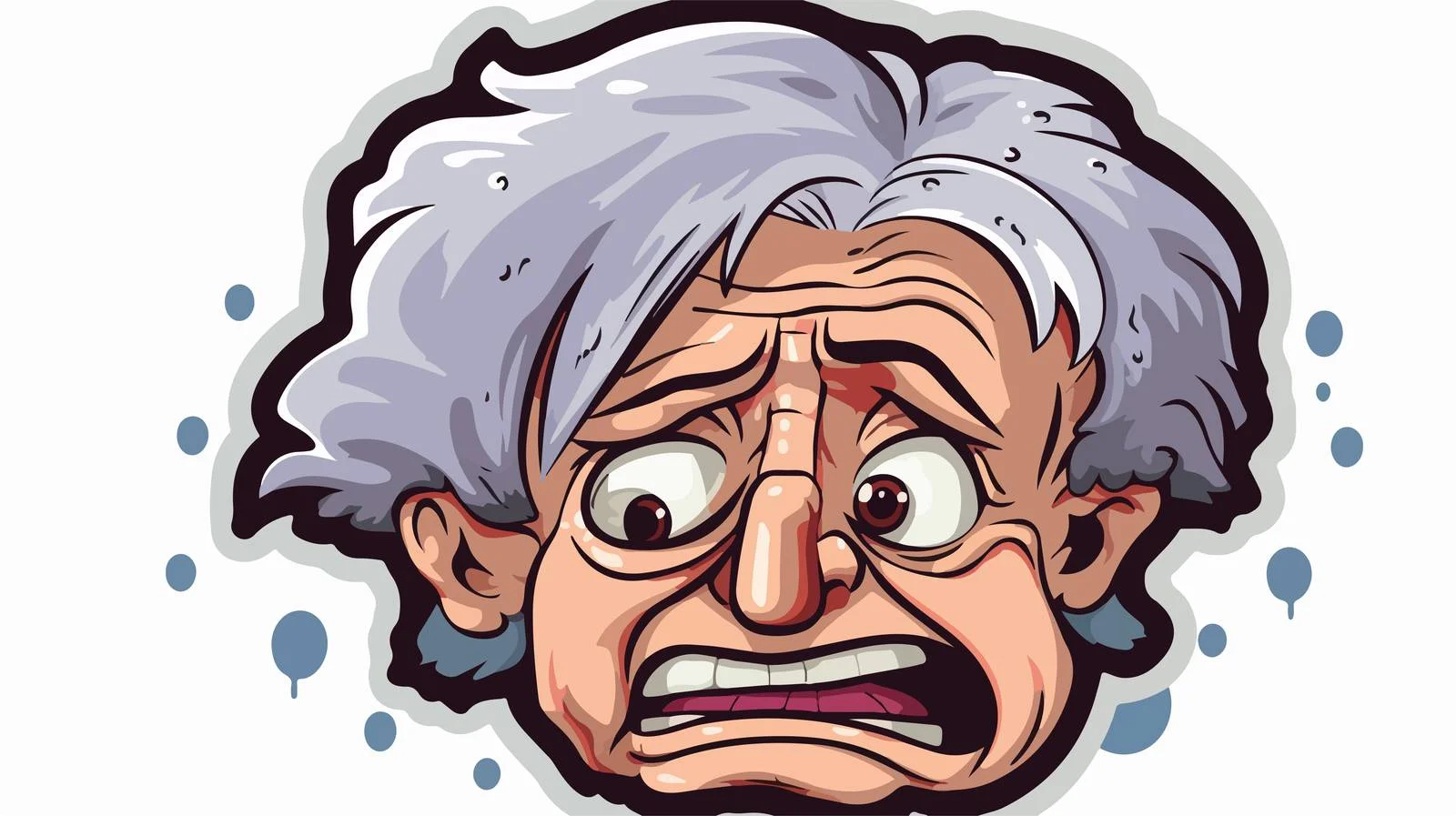 Distressed Cartoon Crying Old Lady Sticker — free download from Dotvec