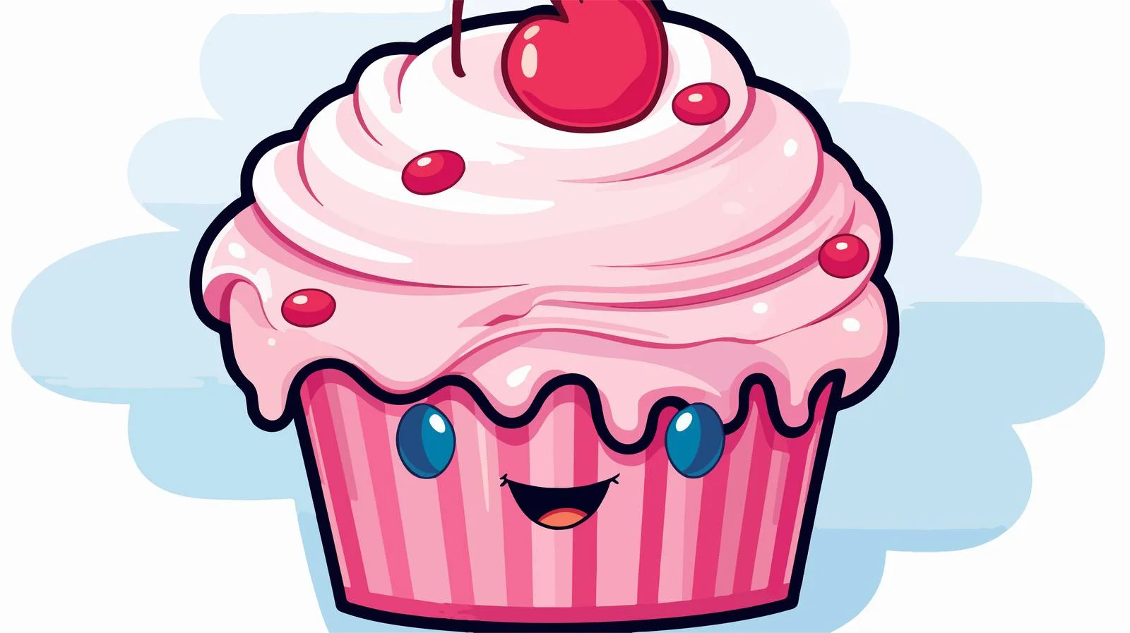 Distressed Cartoon Cupcake Sticker Vector — free download from Dotvec