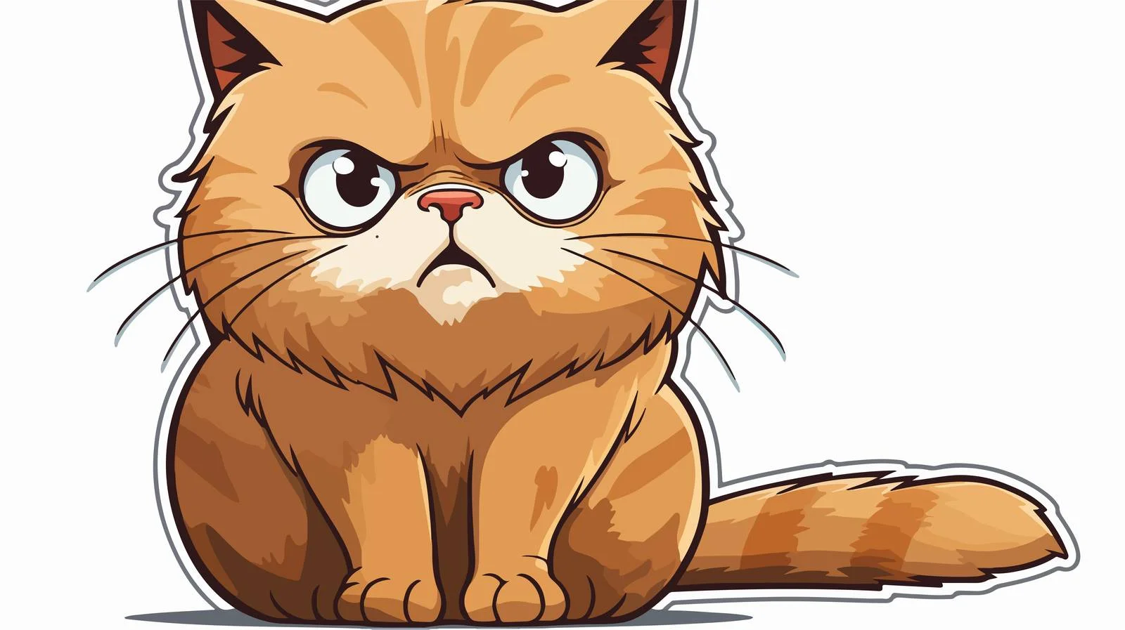 Distressed Cartoon Nervous Cat Sticker — free download from Dotvec