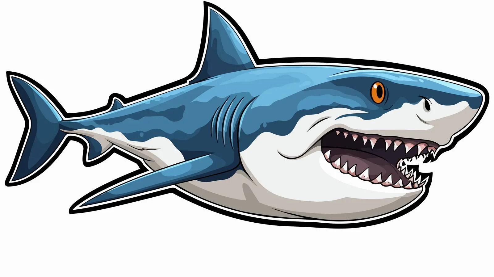 Distressed Cartoon Shark Sticker — free download from Dotvec