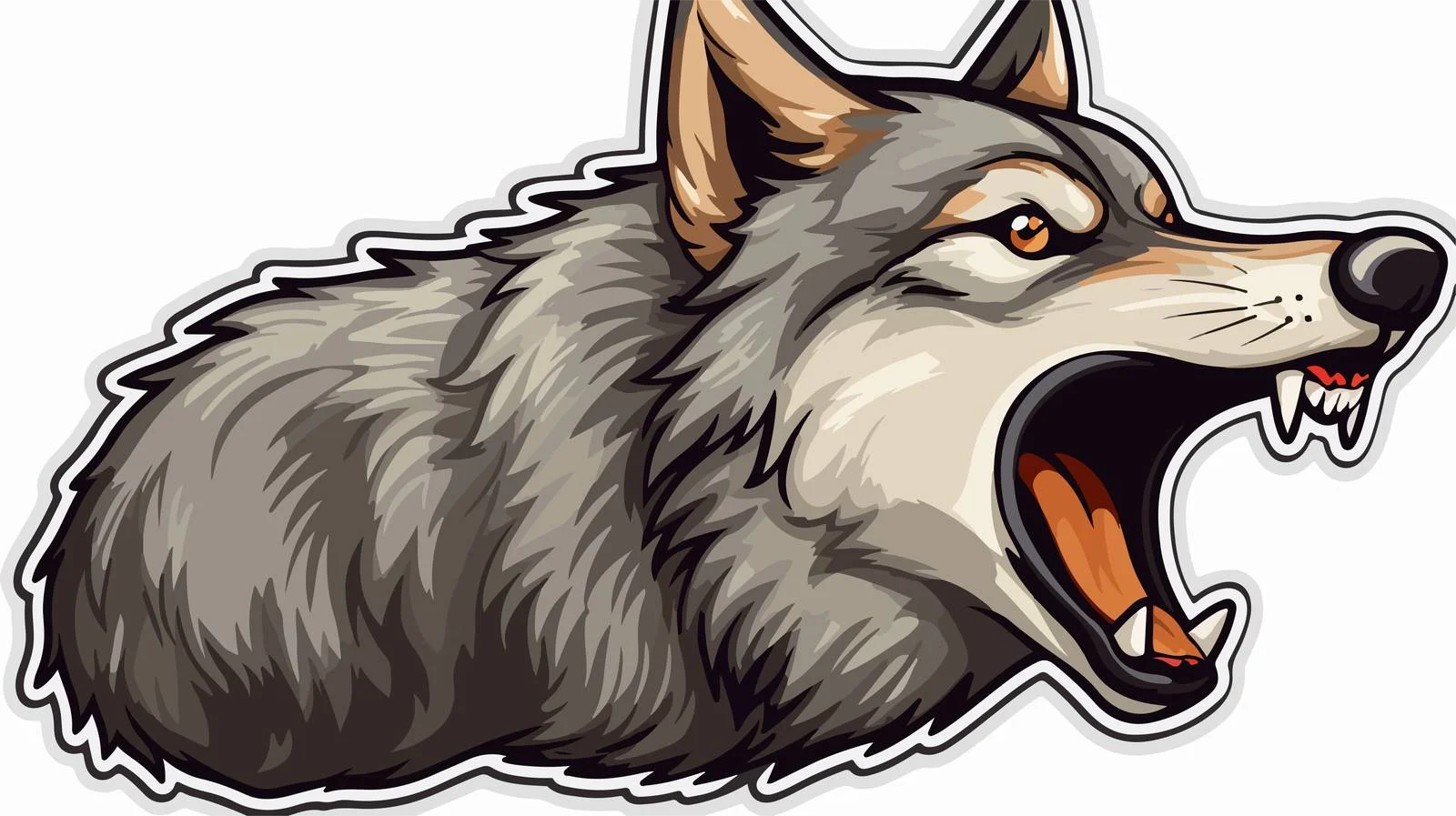 Whistling Cartoon Wolf Sticker — free download from Dotvec