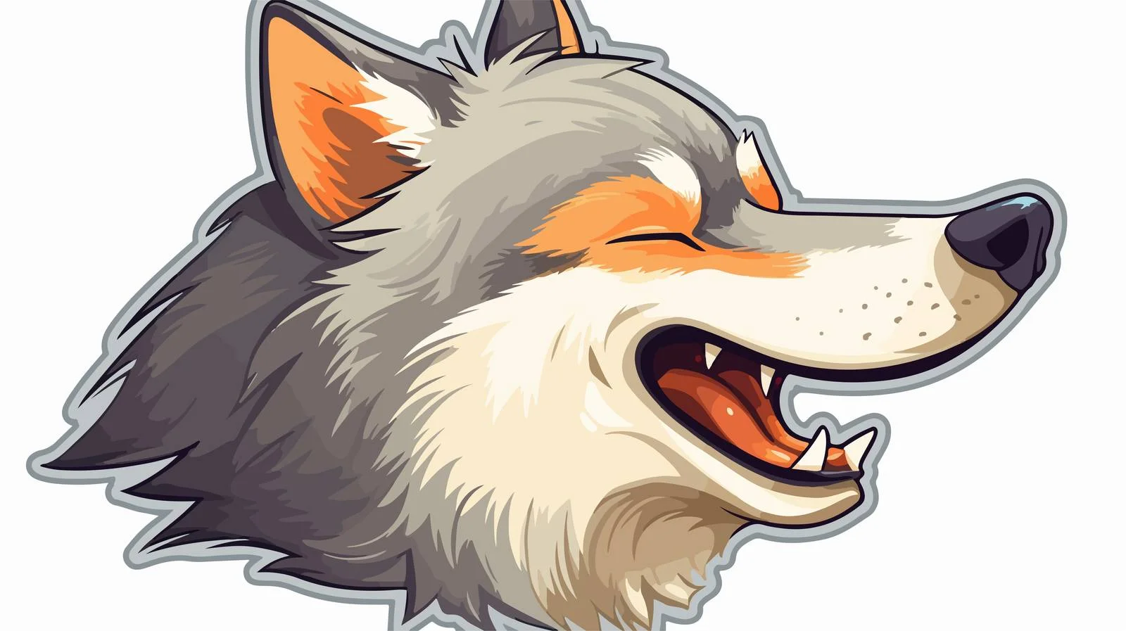 Whistling Cartoon Wolf Sticker — free download from Dotvec