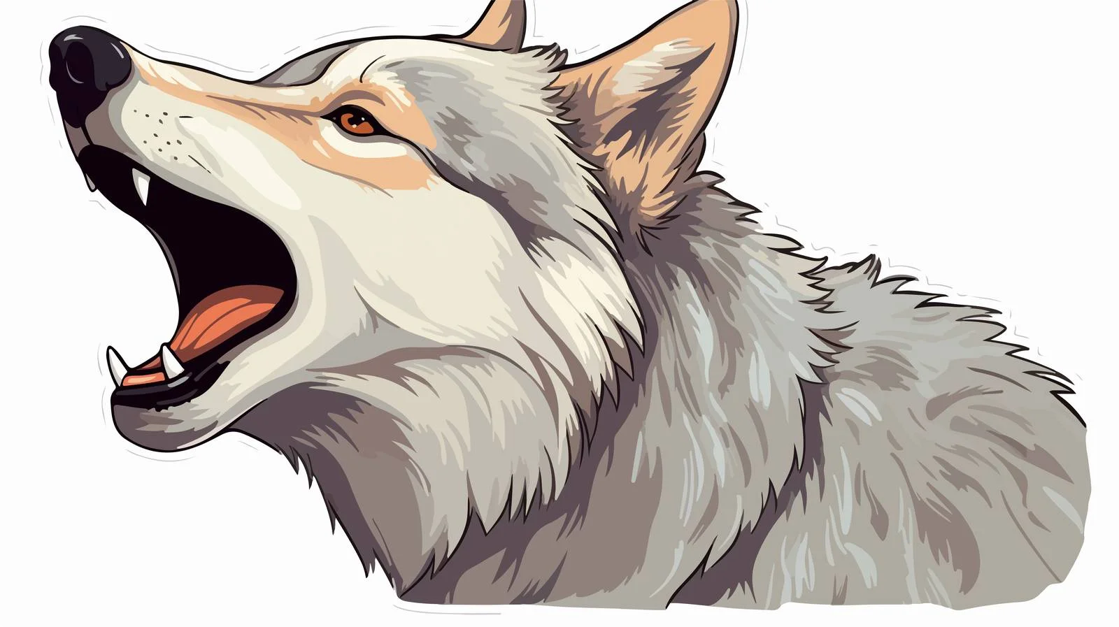 Whistling Wolf Cartoon Sticker — free download from Dotvec