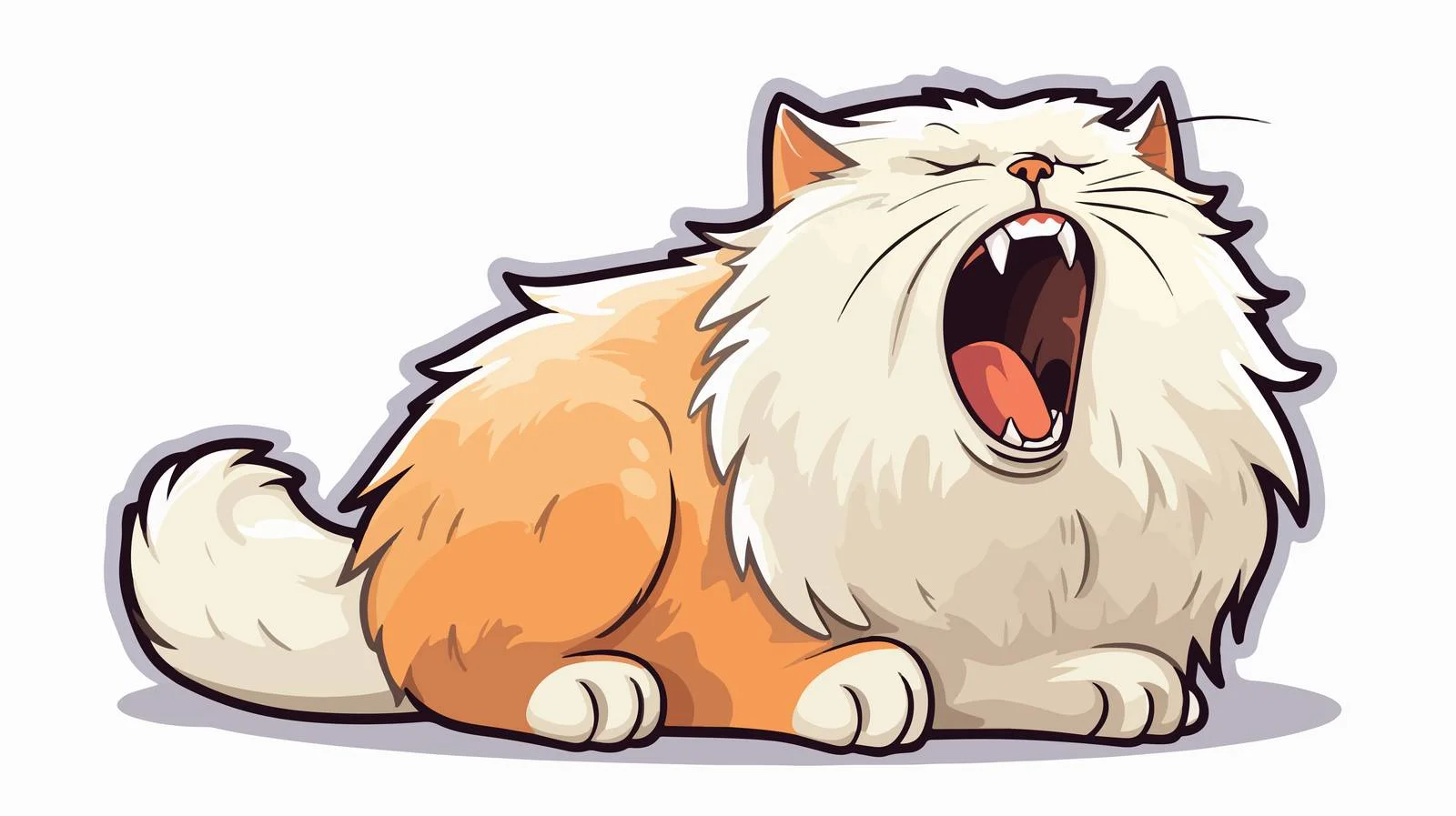 Yawning Cartoon Cat Sticker — free download from Dotvec