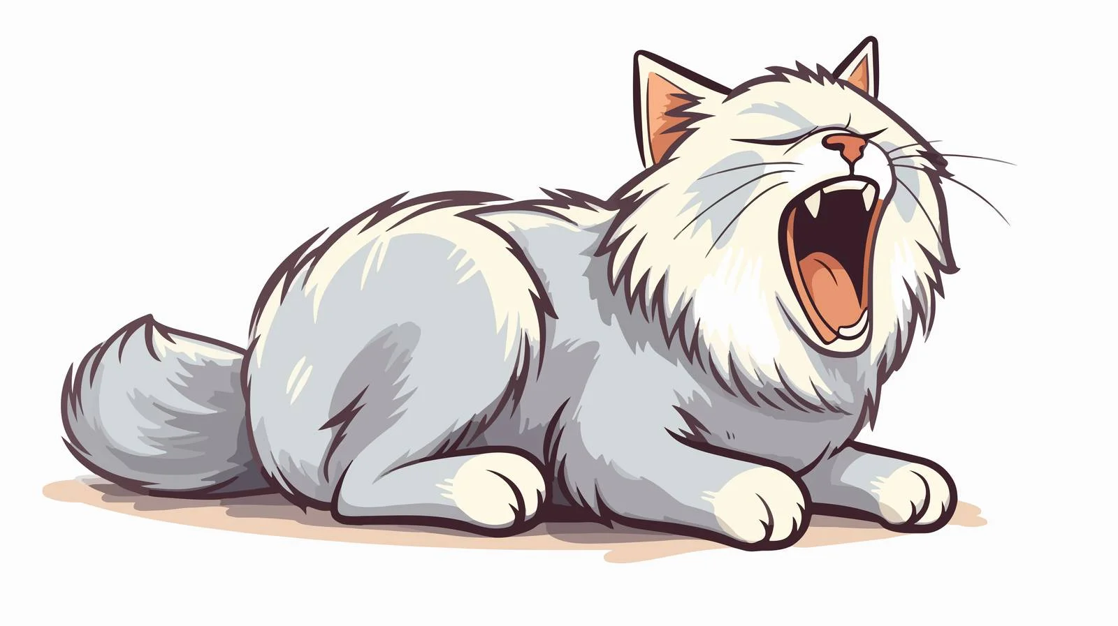 Yawning Cartoon Cat Sticker — free download from Dotvec